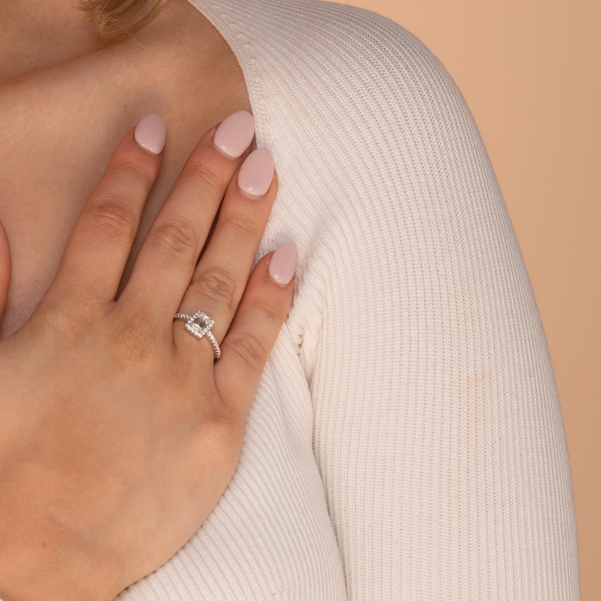 0.8ct The Emerald Solitaire Moissanite Diamond Engagement Ring - Camile & Stone