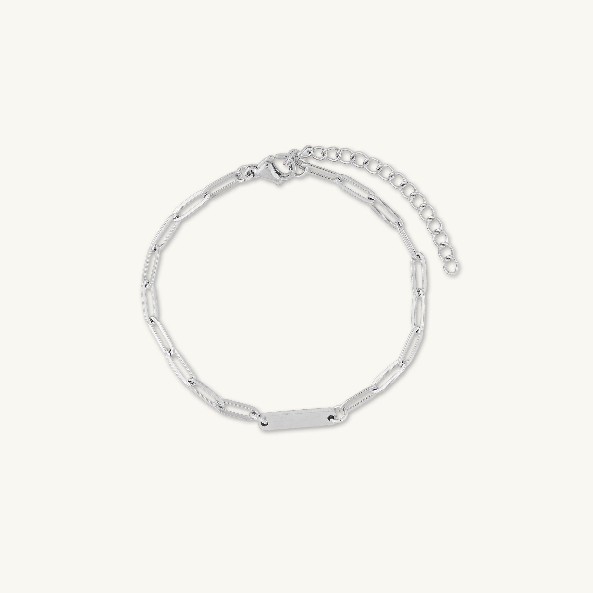 1 Bar Paper link Engraved Bracelet - Camile & Stone