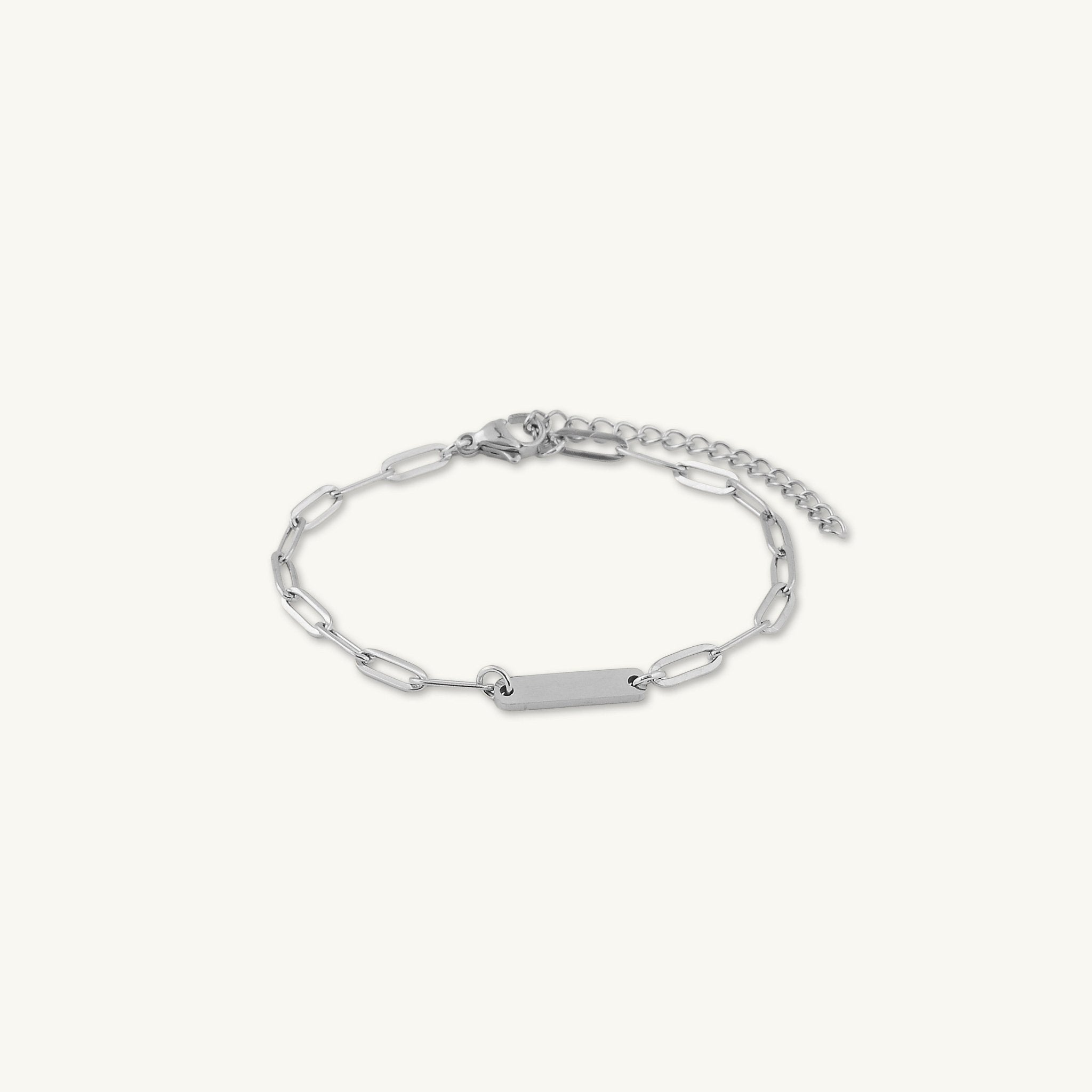1 Bar Paper link Engraved Bracelet - Camile & Stone