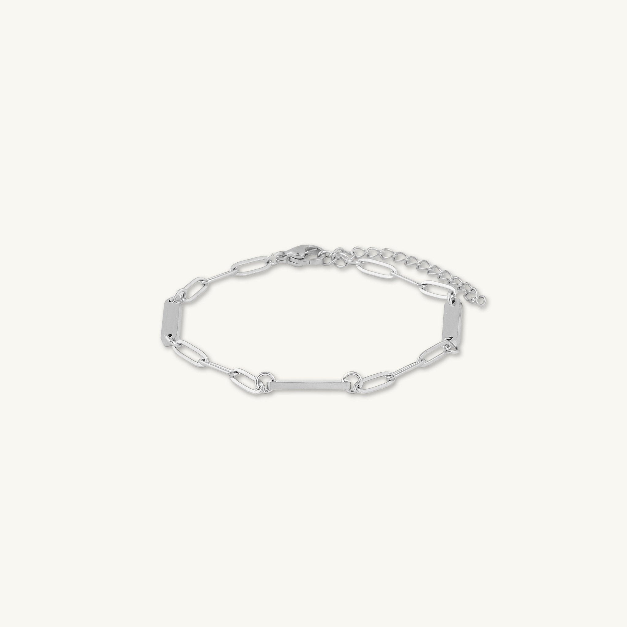 3 Bar Paper link Engraved Bracelet - Camile & Stone