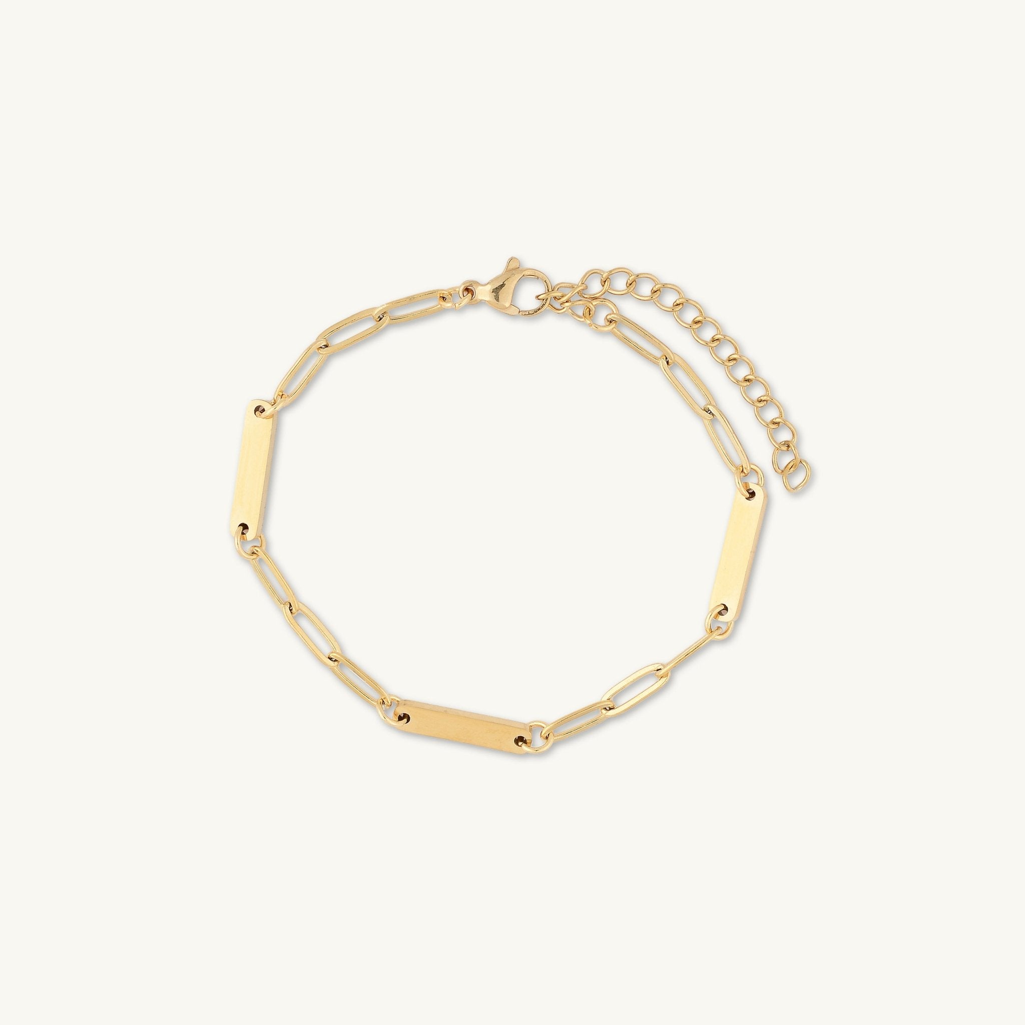 3 Bar Paper link Engraved Bracelet - Camile & Stone