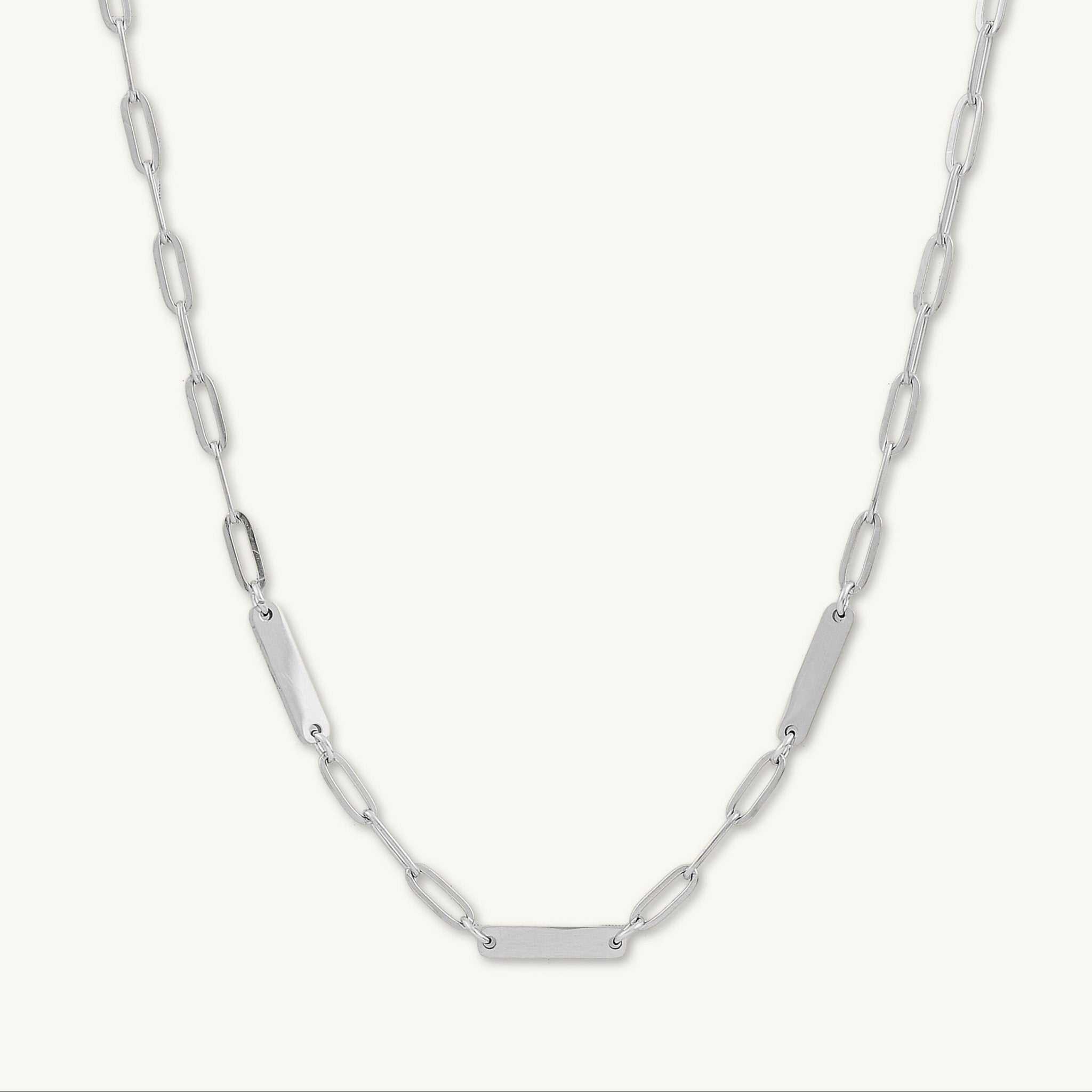 3 Bar Paper link Engraved Necklace - Camile & Stone