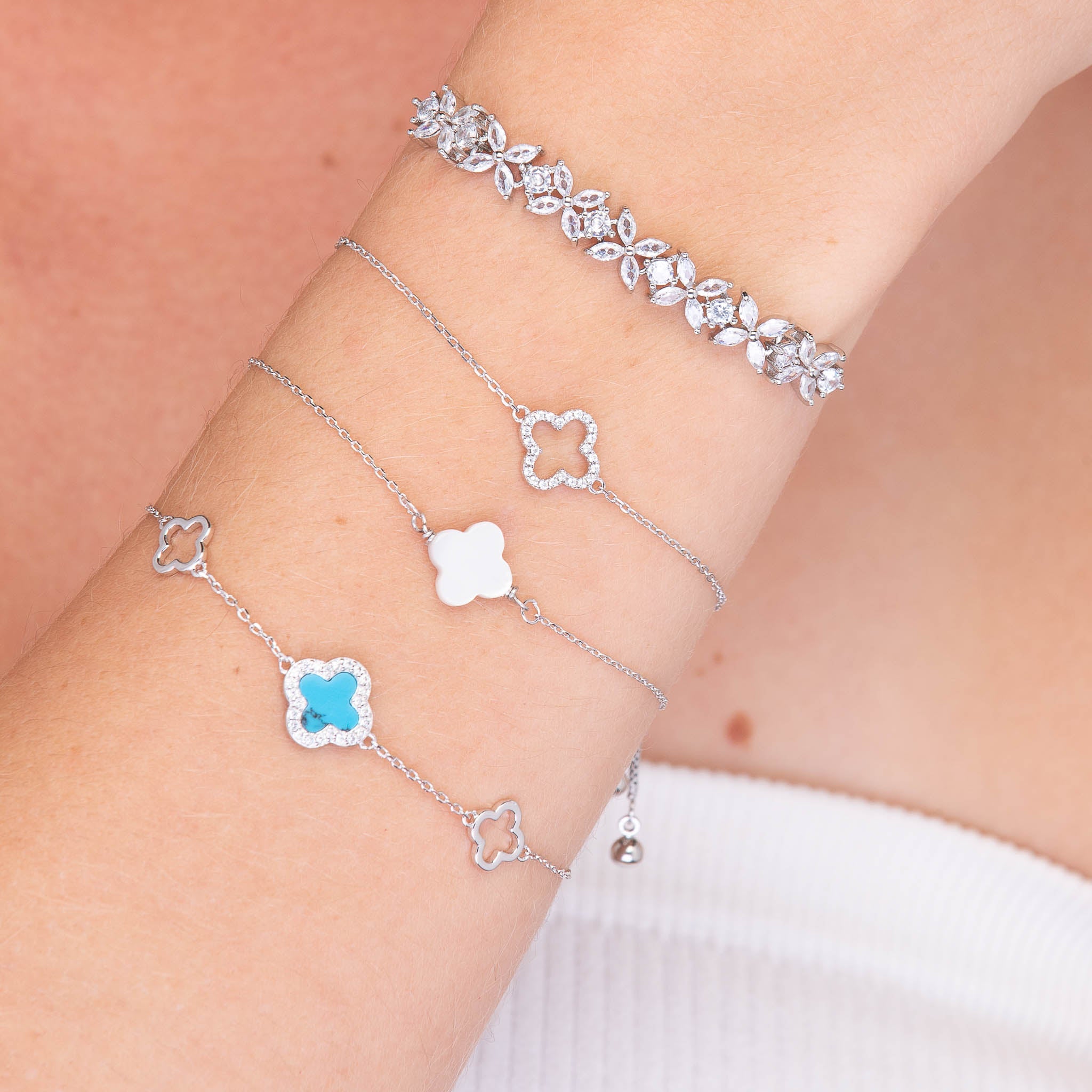 3 Station Clover Turquoise Sapphire Bracelet - Camile & Stone