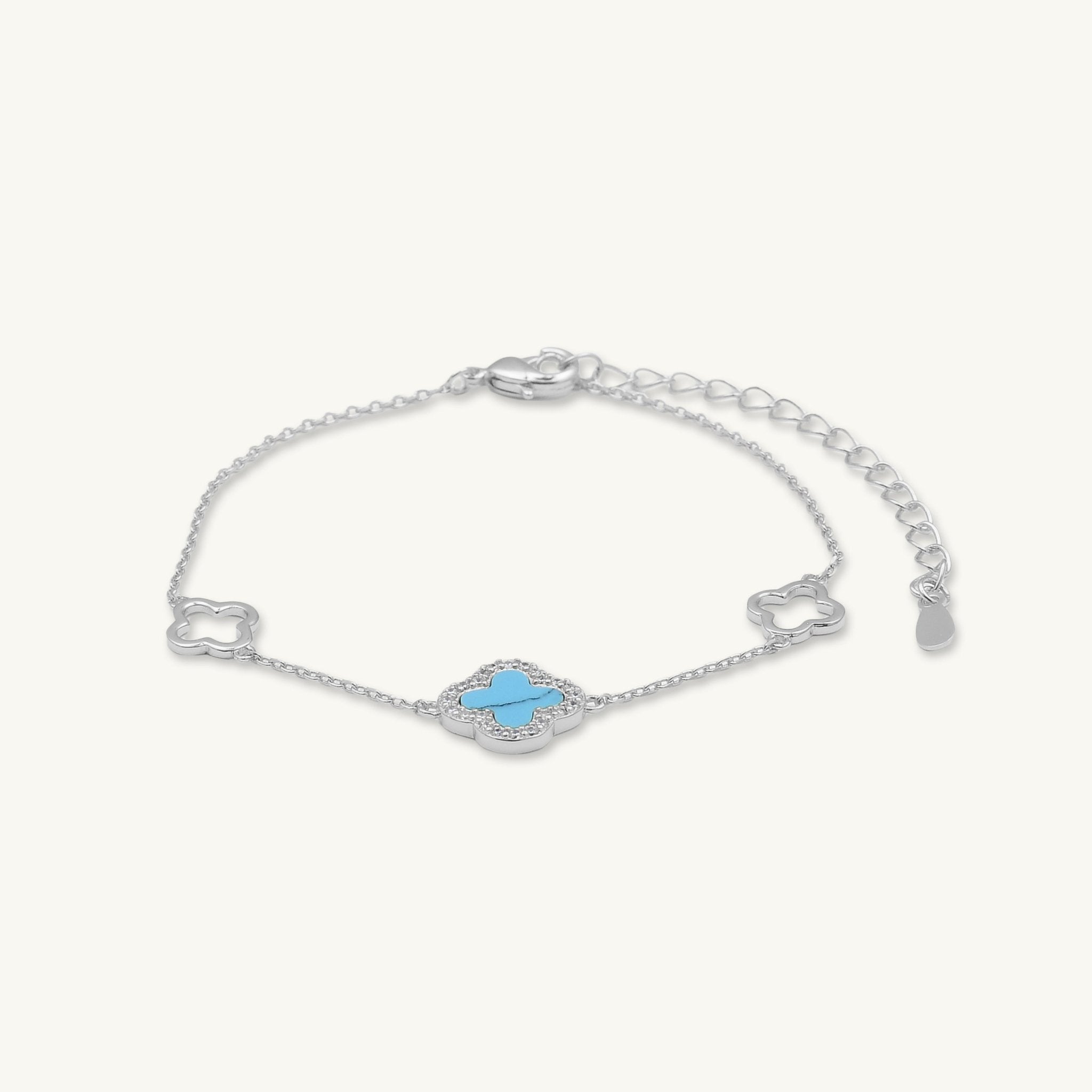 3 Station Clover Turquoise Sapphire Bracelet - Camile & Stone