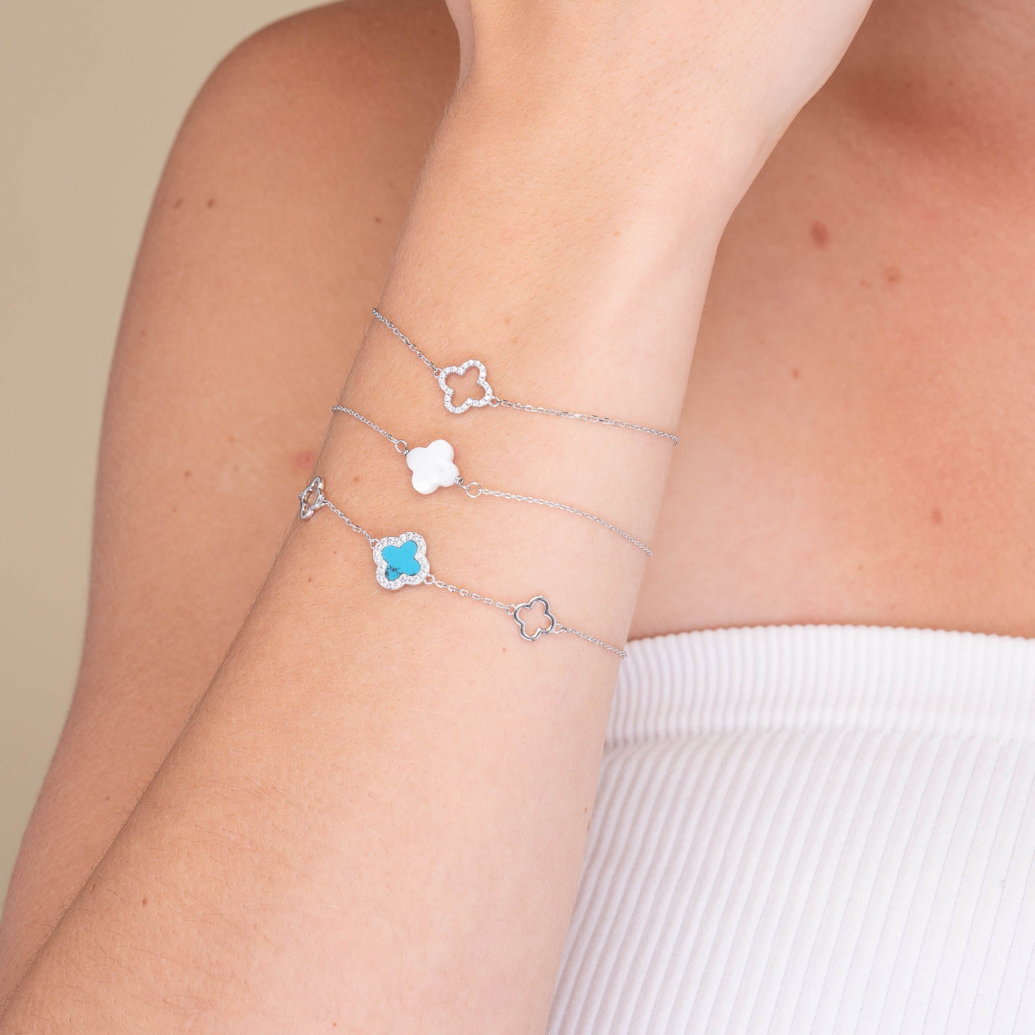 3 Station Clover Turquoise Sapphire Bracelet - Camile & Stone