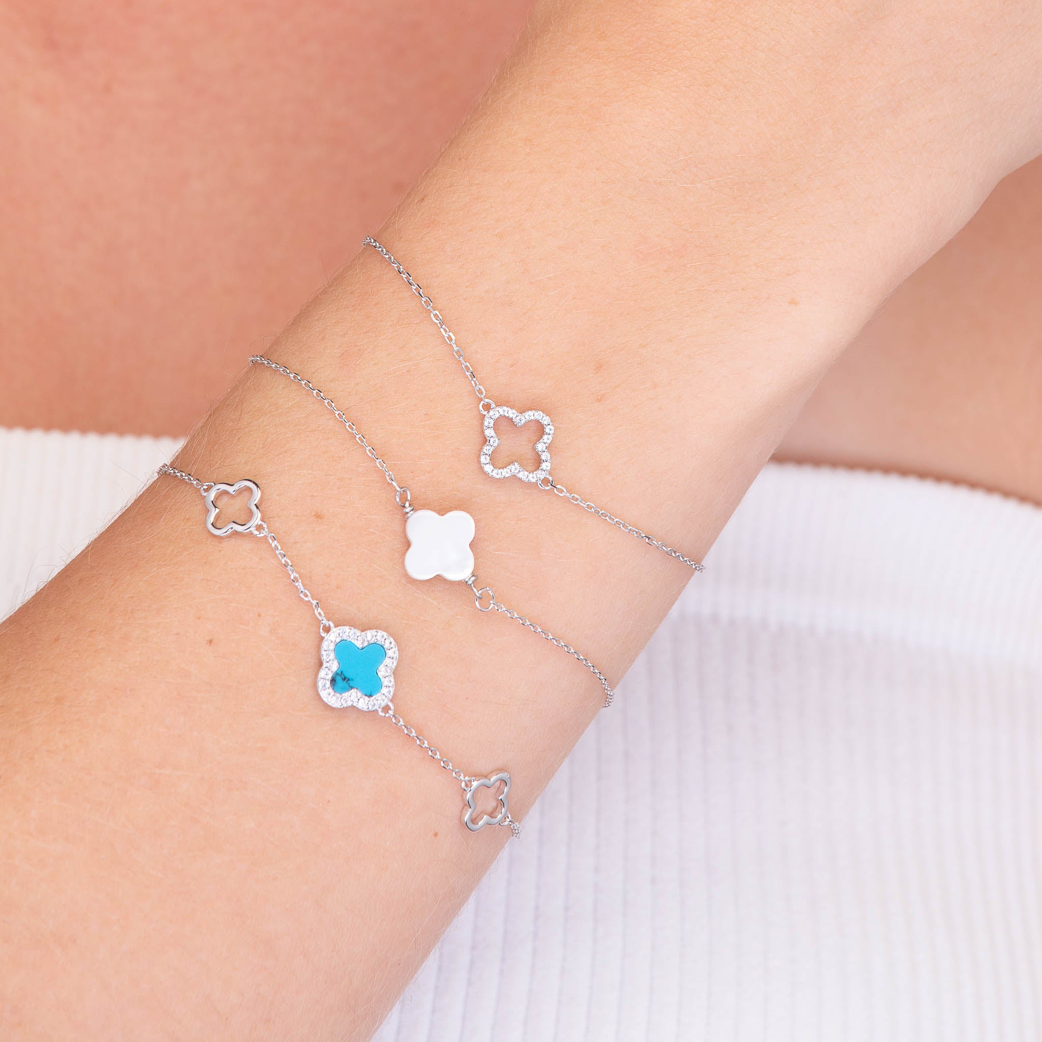 3 Station Clover Turquoise Sapphire Bracelet - Camile & Stone