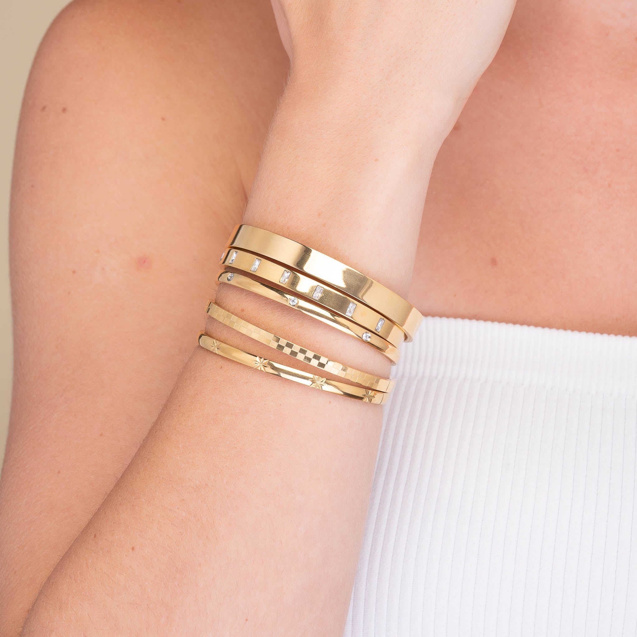 Baguette Hinged Bangle Bracelet - Camile & Stone