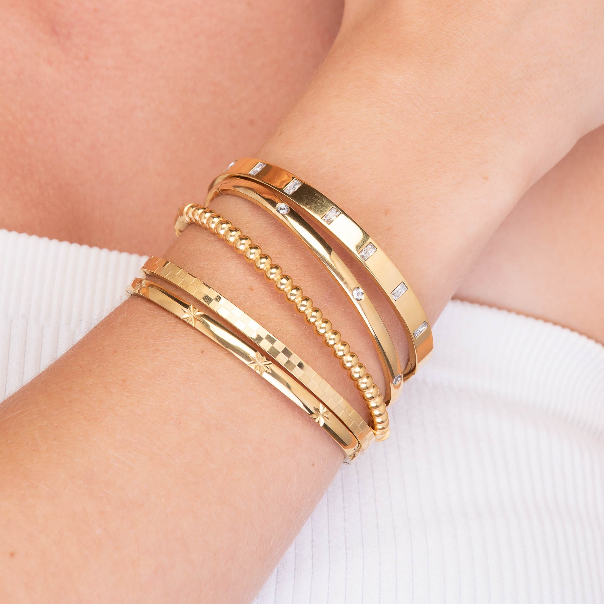 Baguette Hinged Bangle Bracelet - Camile & Stone