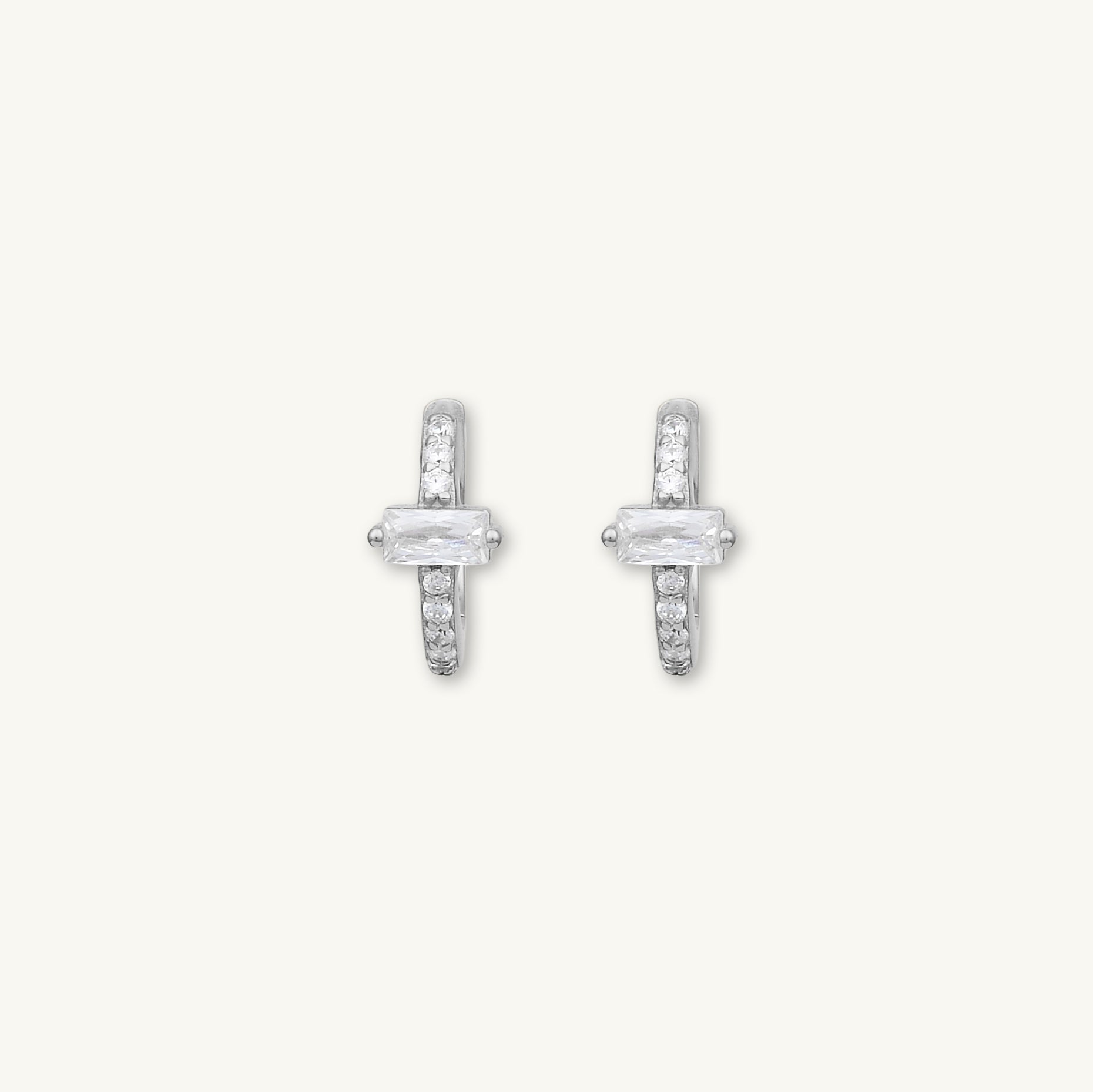 Baguette Zirconia Huggie Hoop Earrings - Camile & Stone