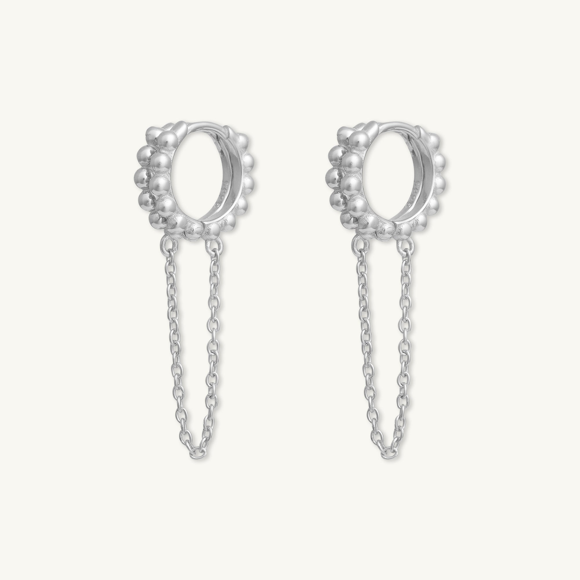 Ball Dangling Chain Huggie Earrings - Camile & Stone