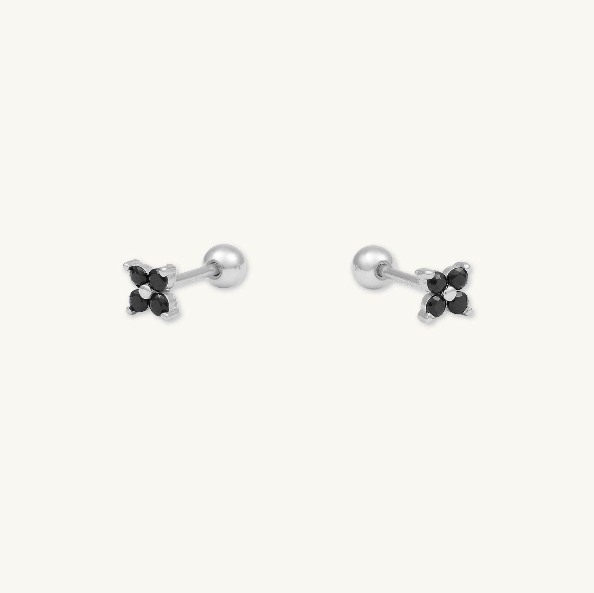Black Clover Sapphire Barbell Cartilage Earrings - Camile & Stone