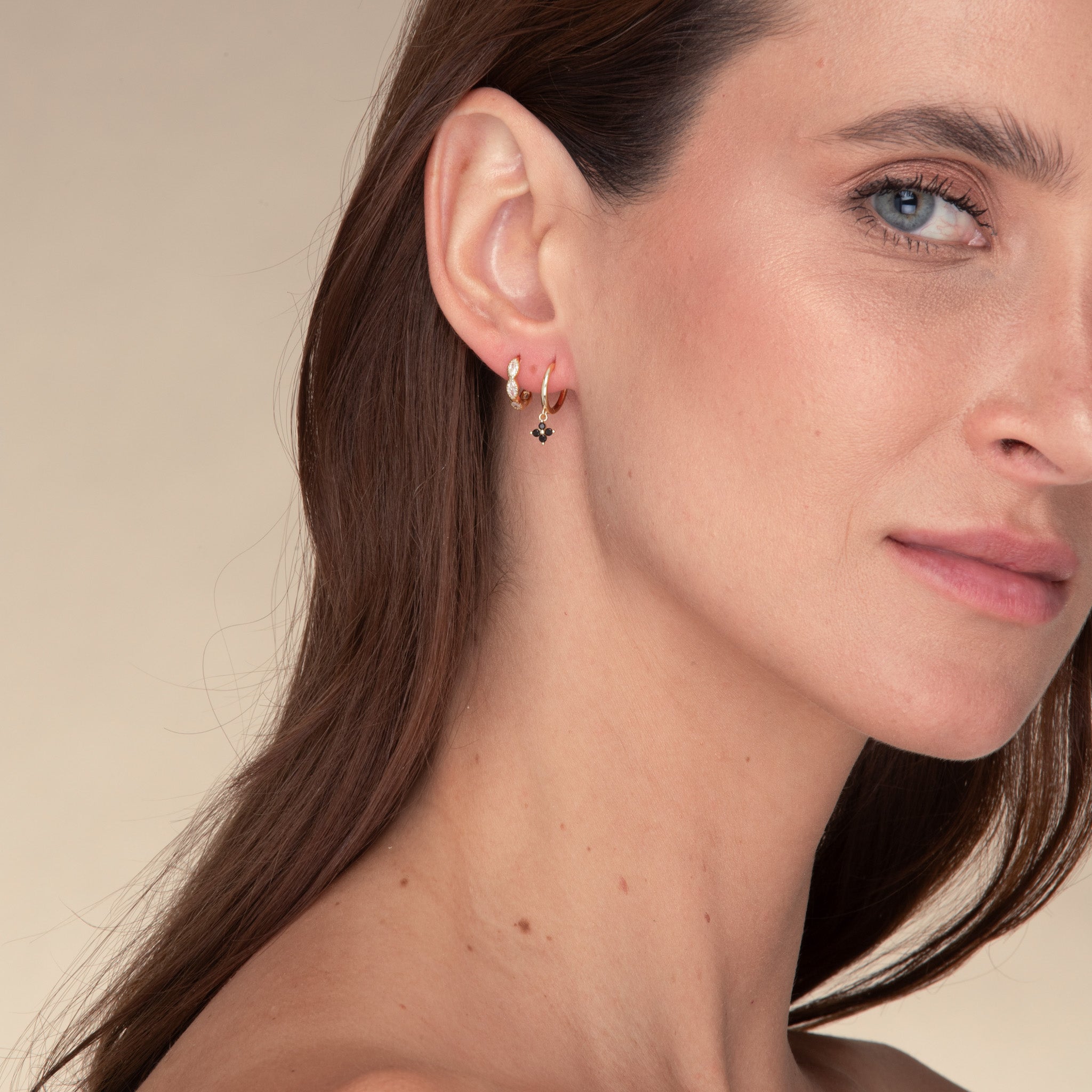 Black Clover Sapphire Hoop Earrings - Camile & Stone