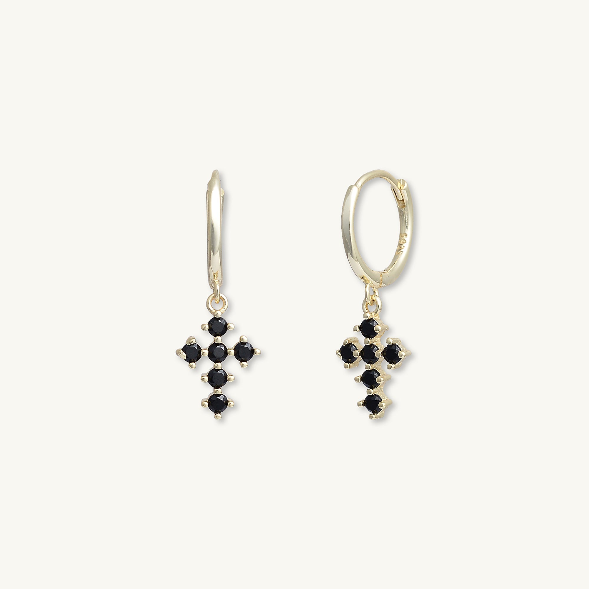 Black Cross Zirconia Huggie Earrings - Camile & Stone