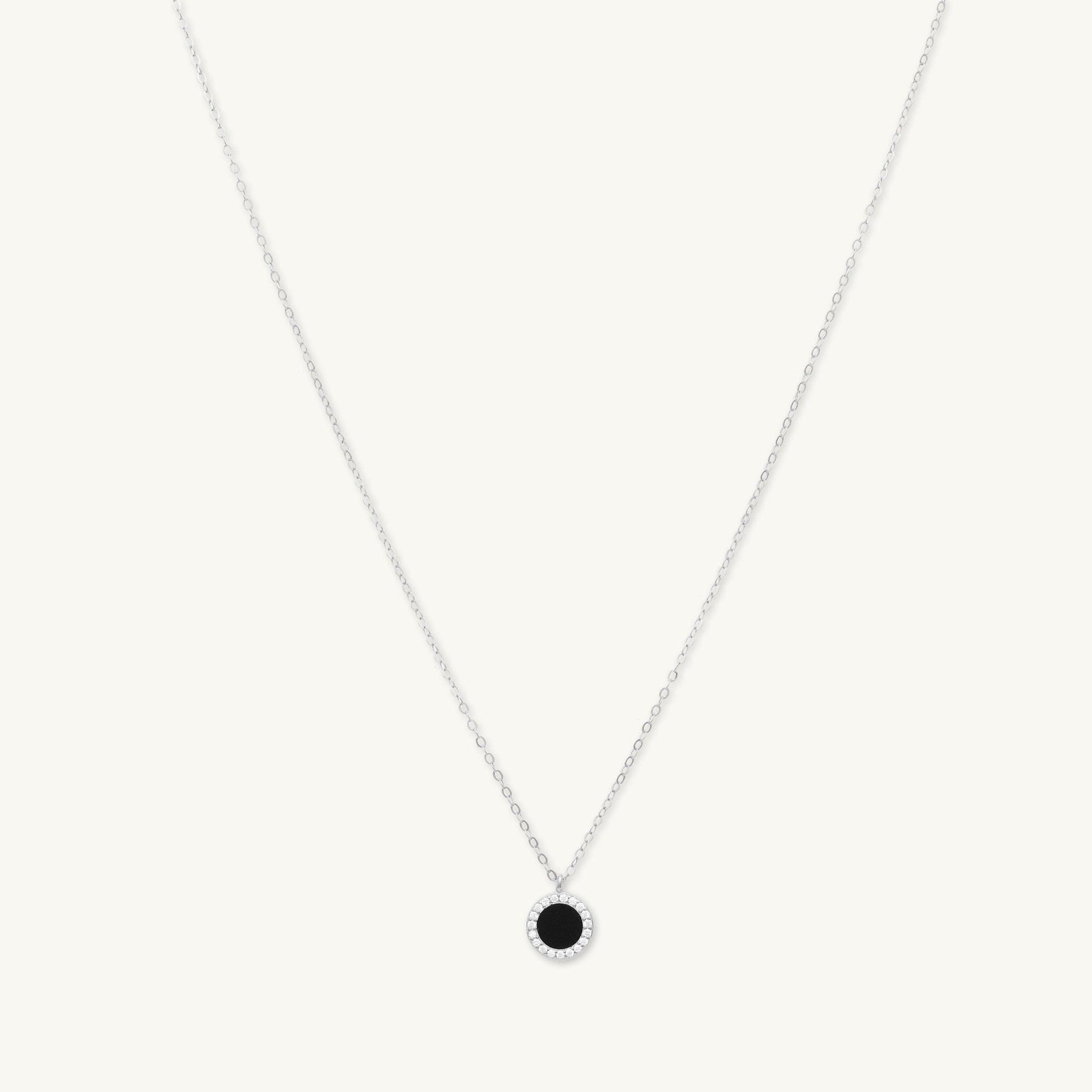 Black Lacquered Circle Necklace - Camile & Stone