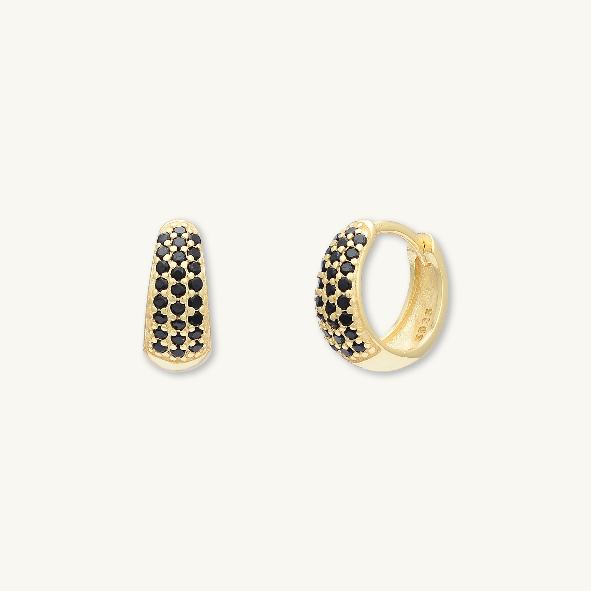 Black Sapphire Thick Dome Huggie Earrings - Camile & Stone