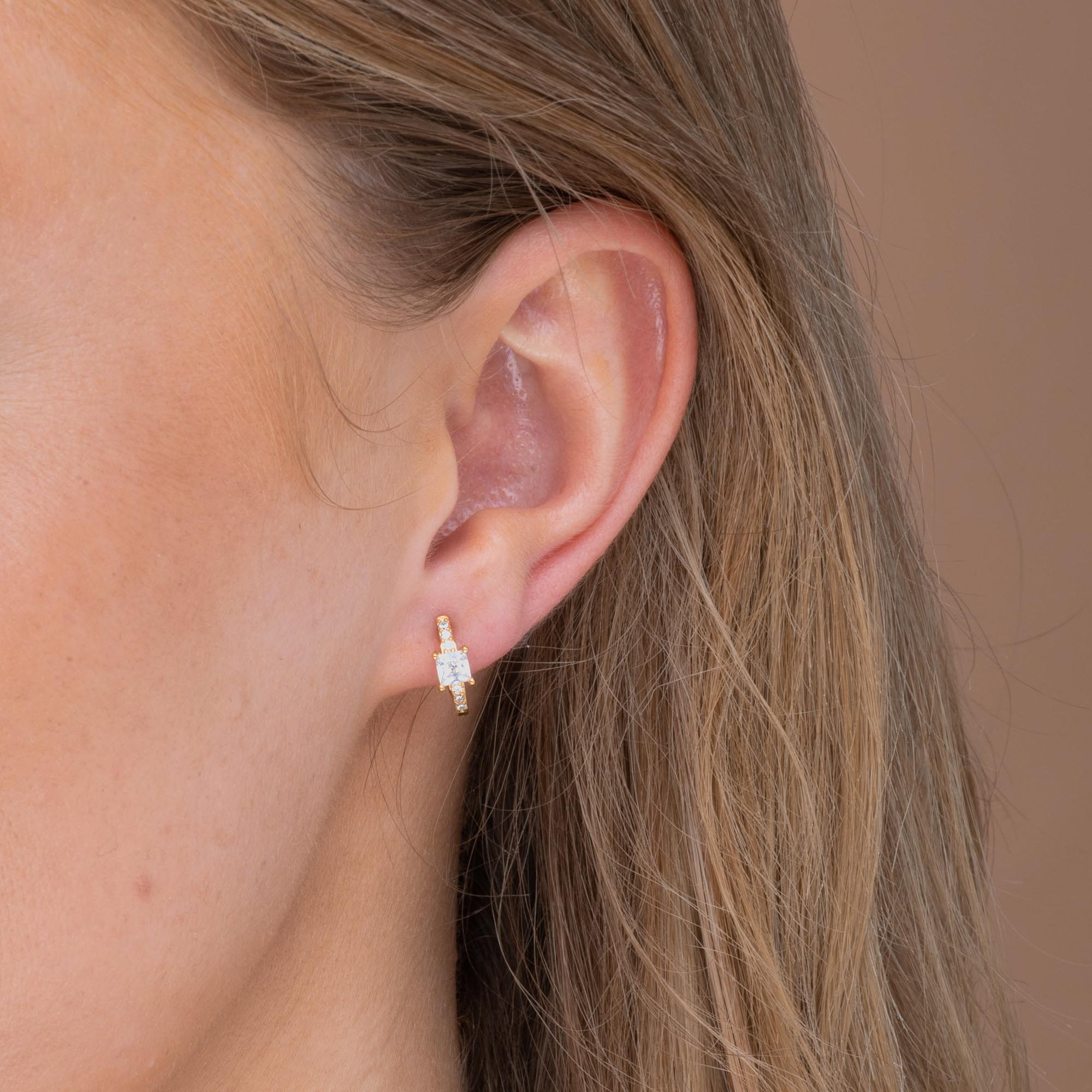 Black Square Sapphire Huggie Earrings - Camile & Stone