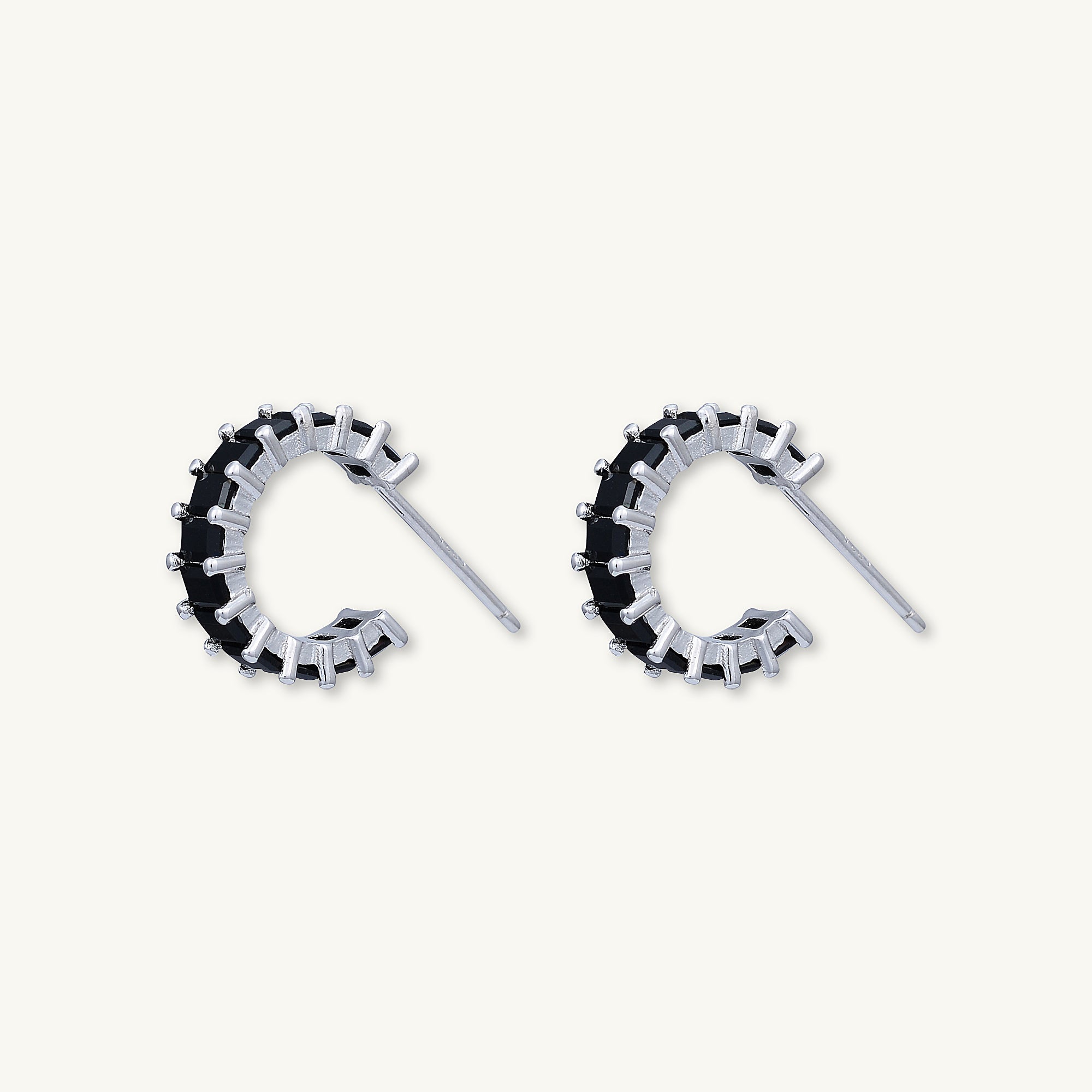 Black Statement Zirconia Huggie Hoop Earrings - Camile & Stone