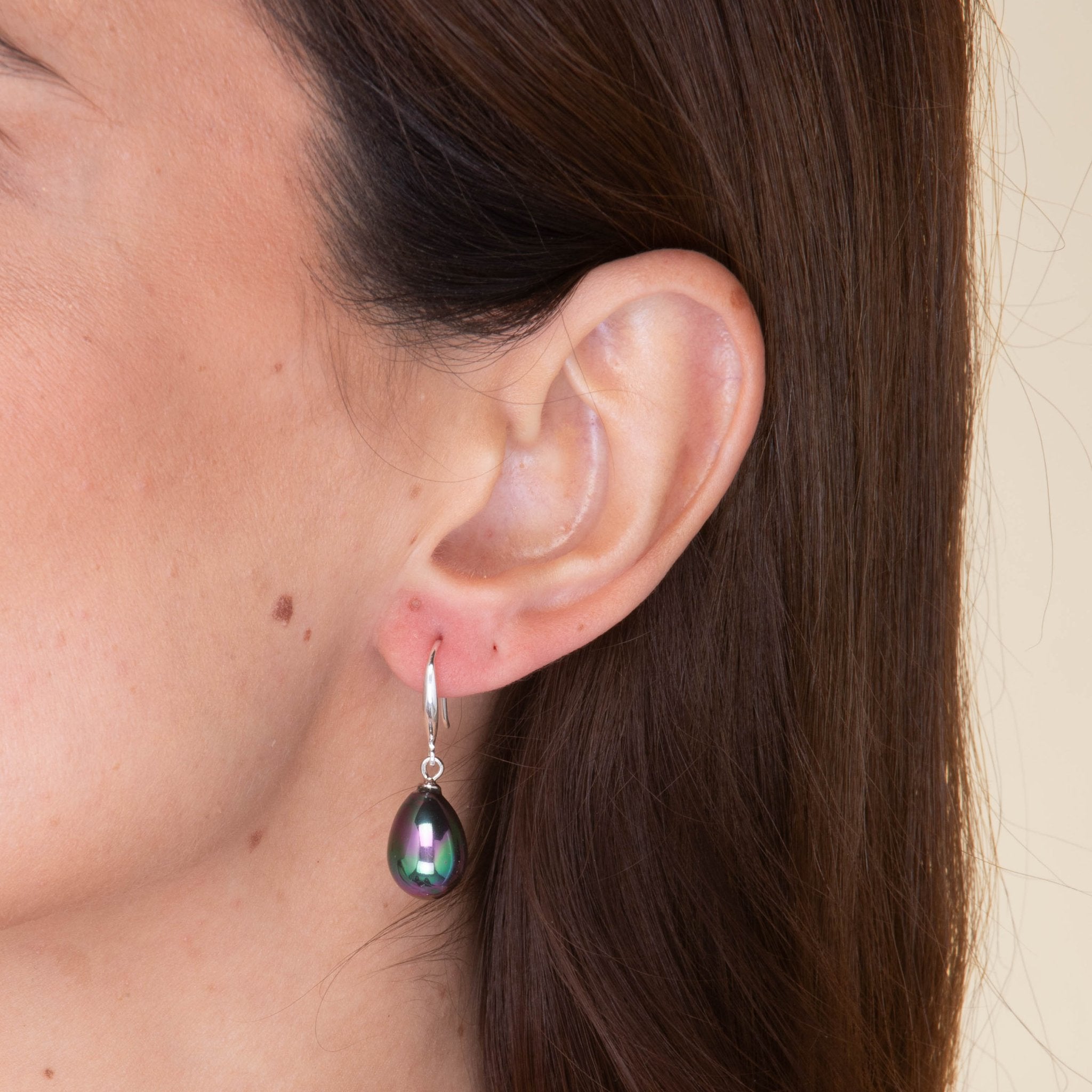 Black Teardrop Pearl Drop Earrings - Camile & Stone