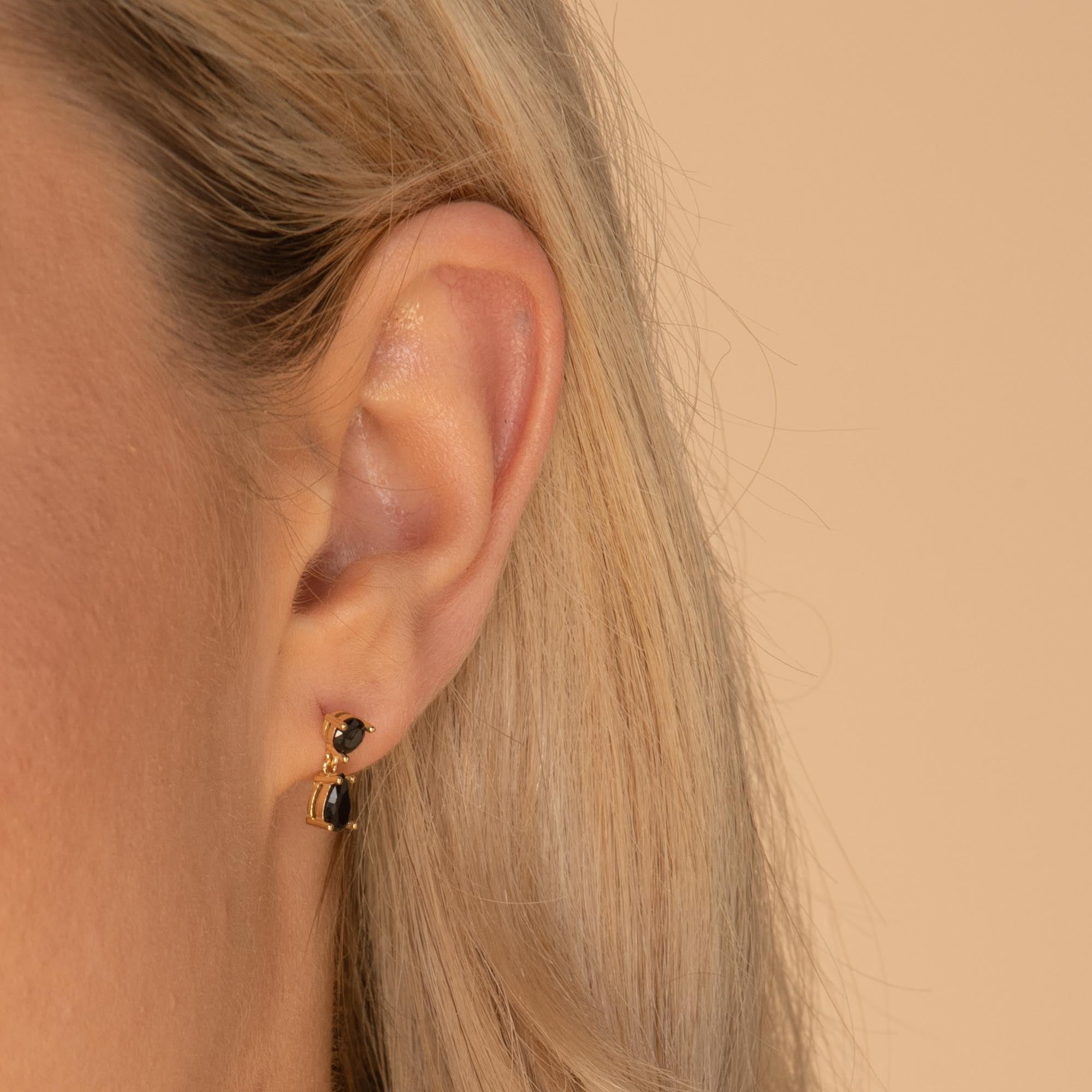 Black Teardrop Sapphire Earrings - Camile & Stone