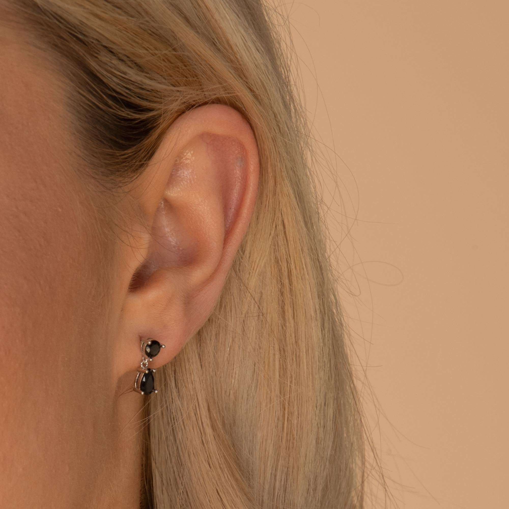 Black Teardrop Sapphire Earrings - Camile & Stone