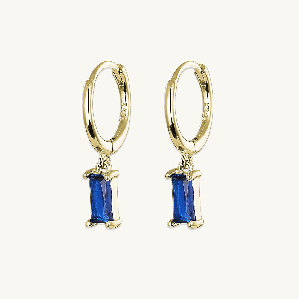 Blue Baguette Hoop Earrings - Camile & Stone