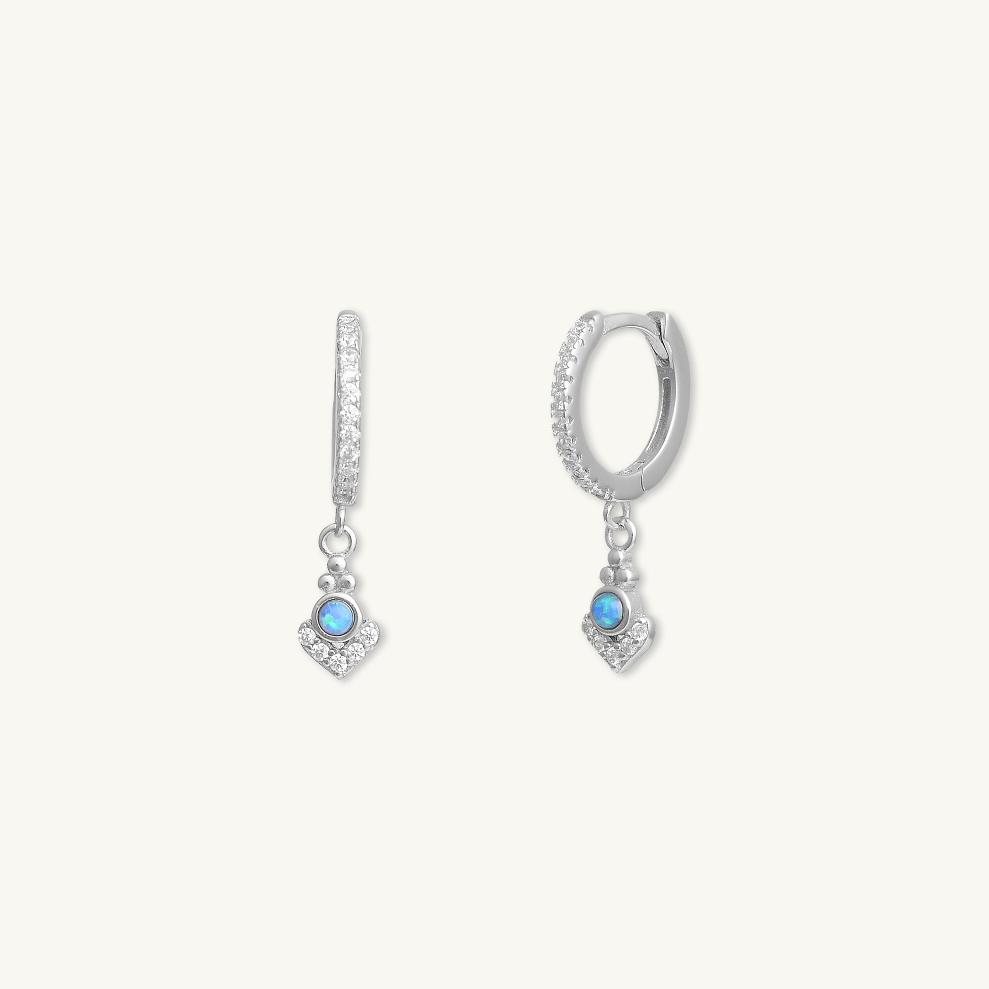 Blue Opal Anchor Huggie Earrings - Camile & Stone