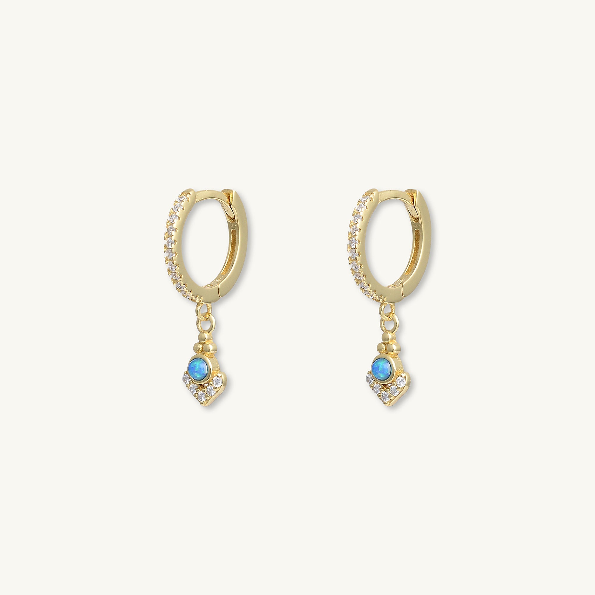 Blue Opal Anchor Huggie Earrings - Camile & Stone
