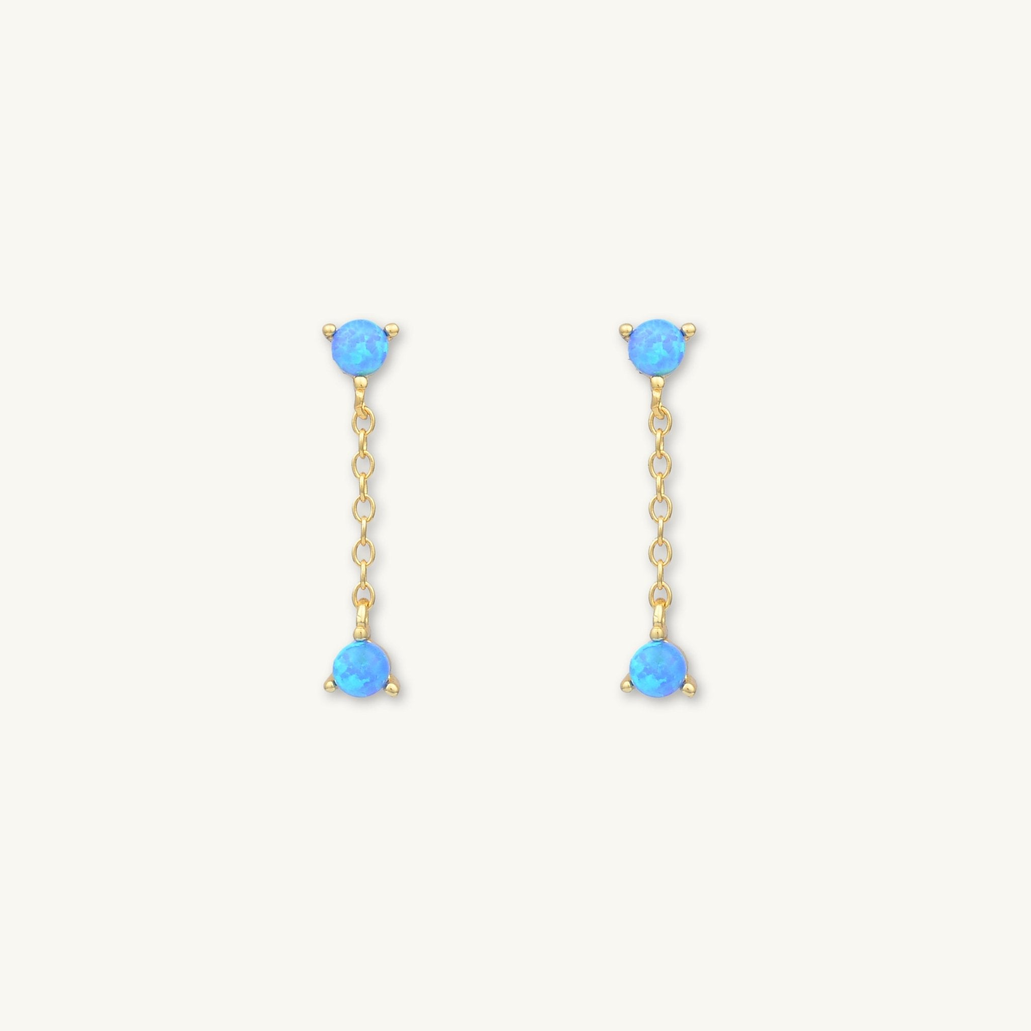Blue Opal Dangling Stud Earrings - Camile & Stone