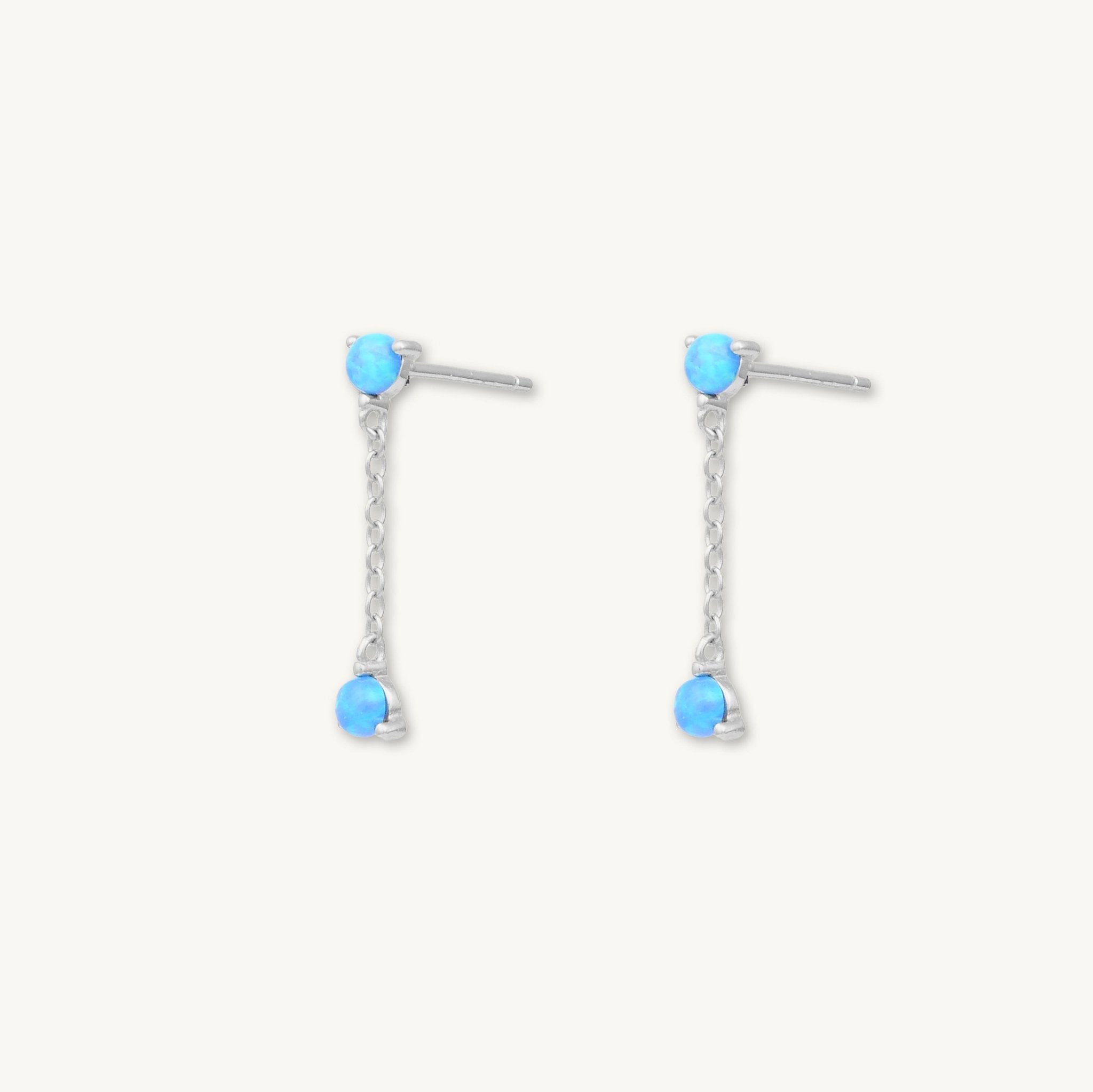 Blue Opal Dangling Stud Earrings - Camile & Stone