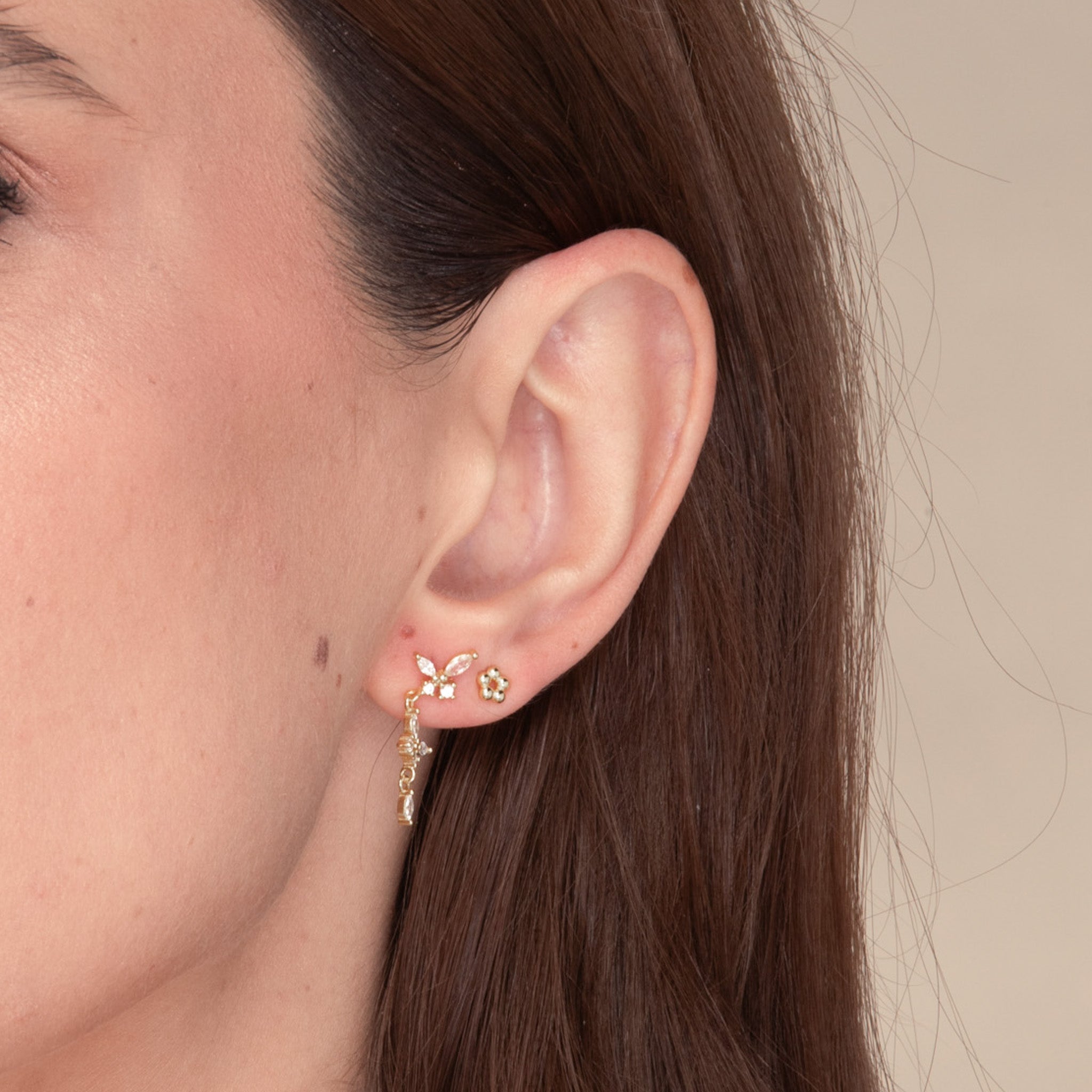 Butterfly Zirconia Dangle Stud Earrings - Camile & Stone