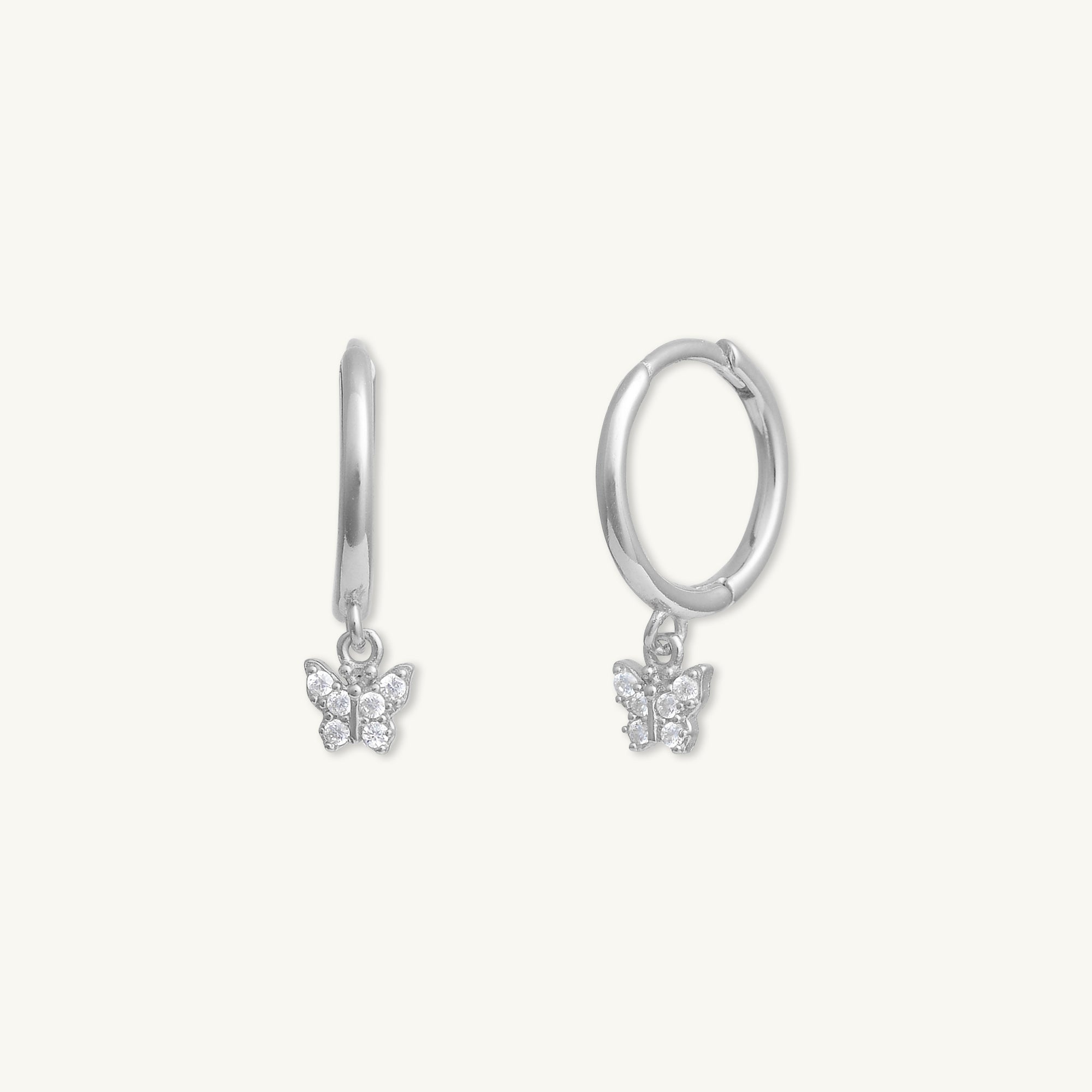 Butterfly Zirconia Drop Huggie Earrings - Camile & Stone