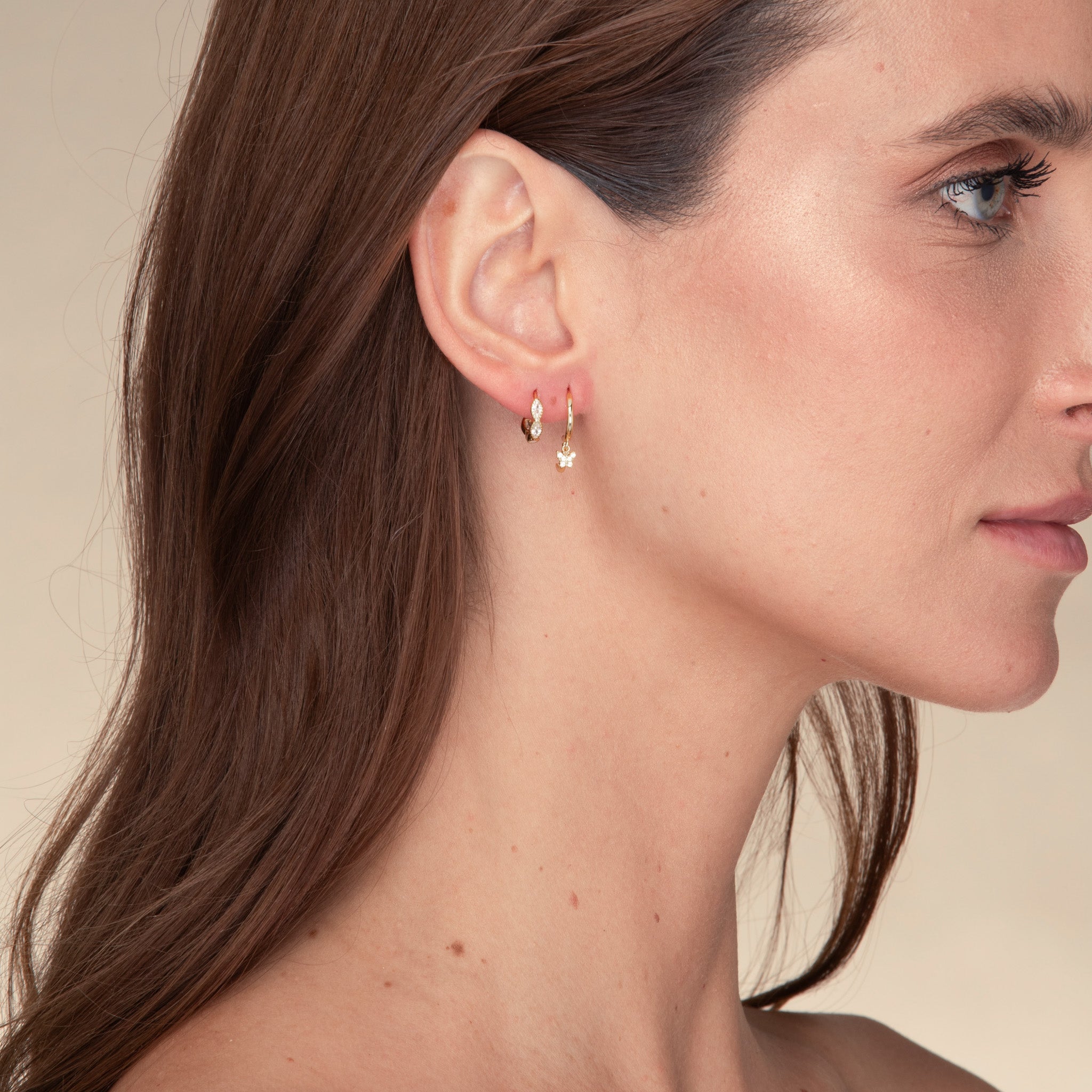 Butterfly Zirconia Drop Huggie Earrings - Camile & Stone