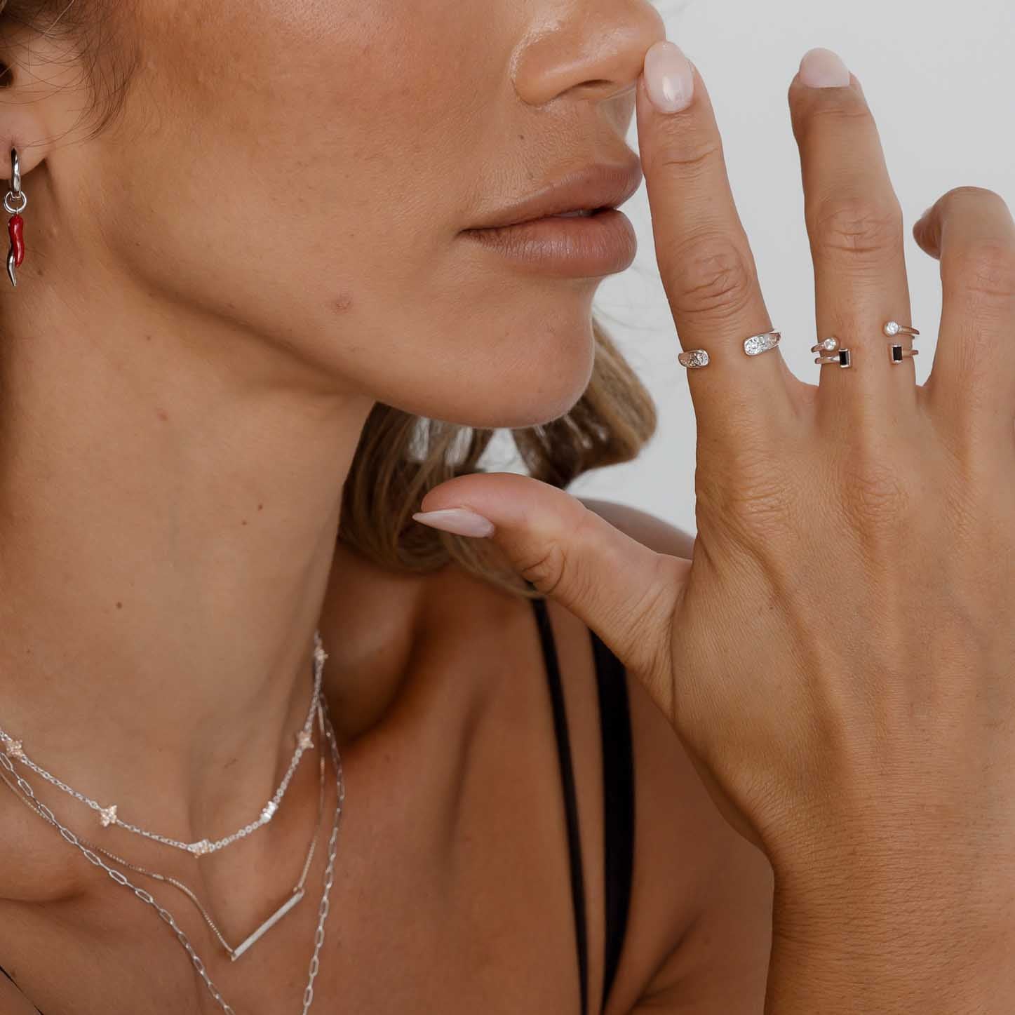 Circle Sapphire Open Stacker Ring - Camile & Stone