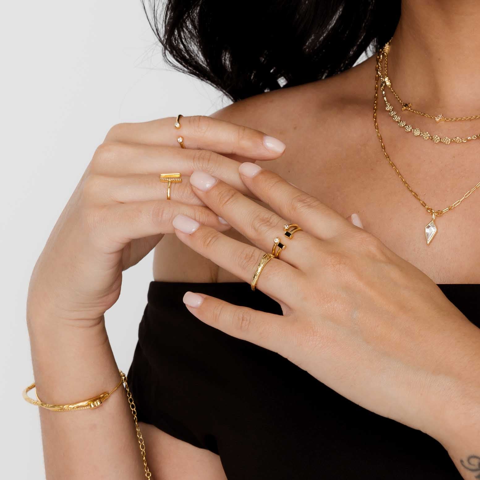 Circle Sapphire Open Stacker Ring - Camile & Stone