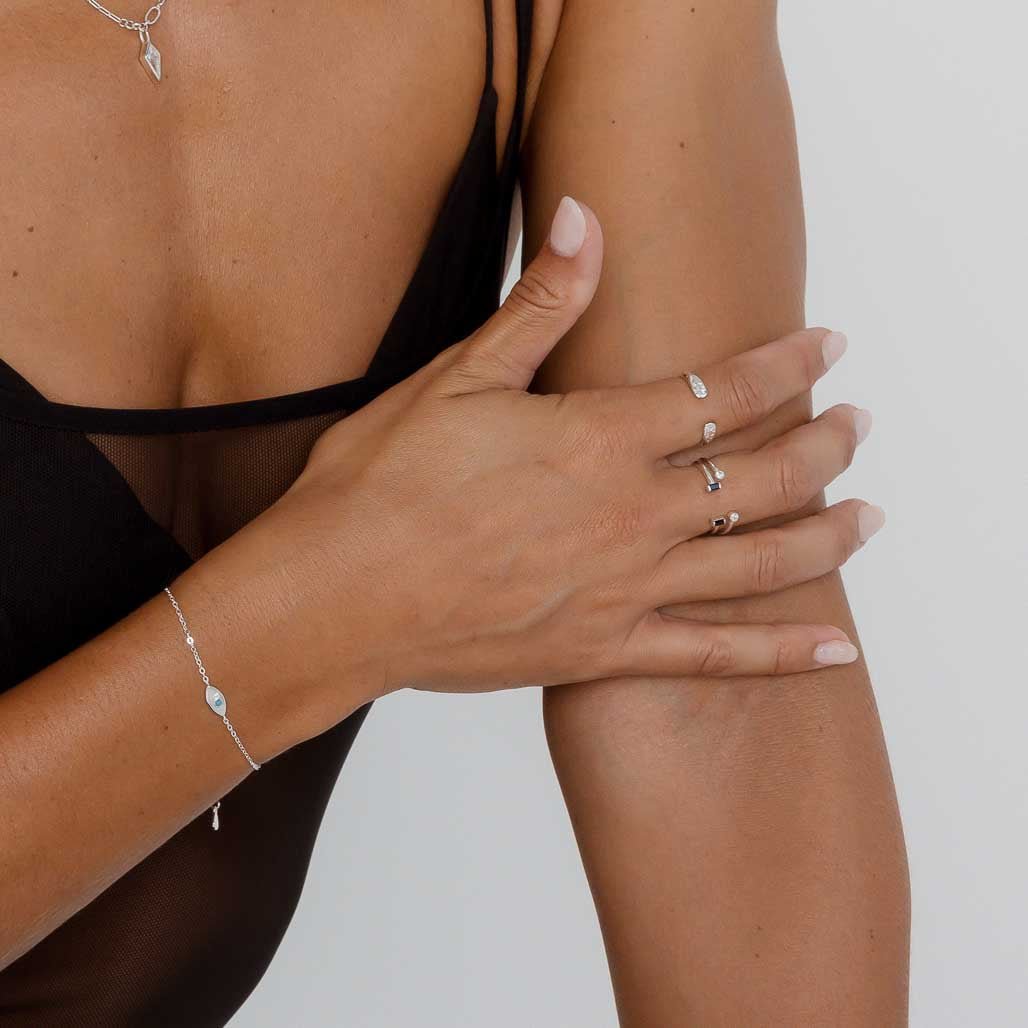 Circle Sapphire Open Stacker Ring - Camile & Stone