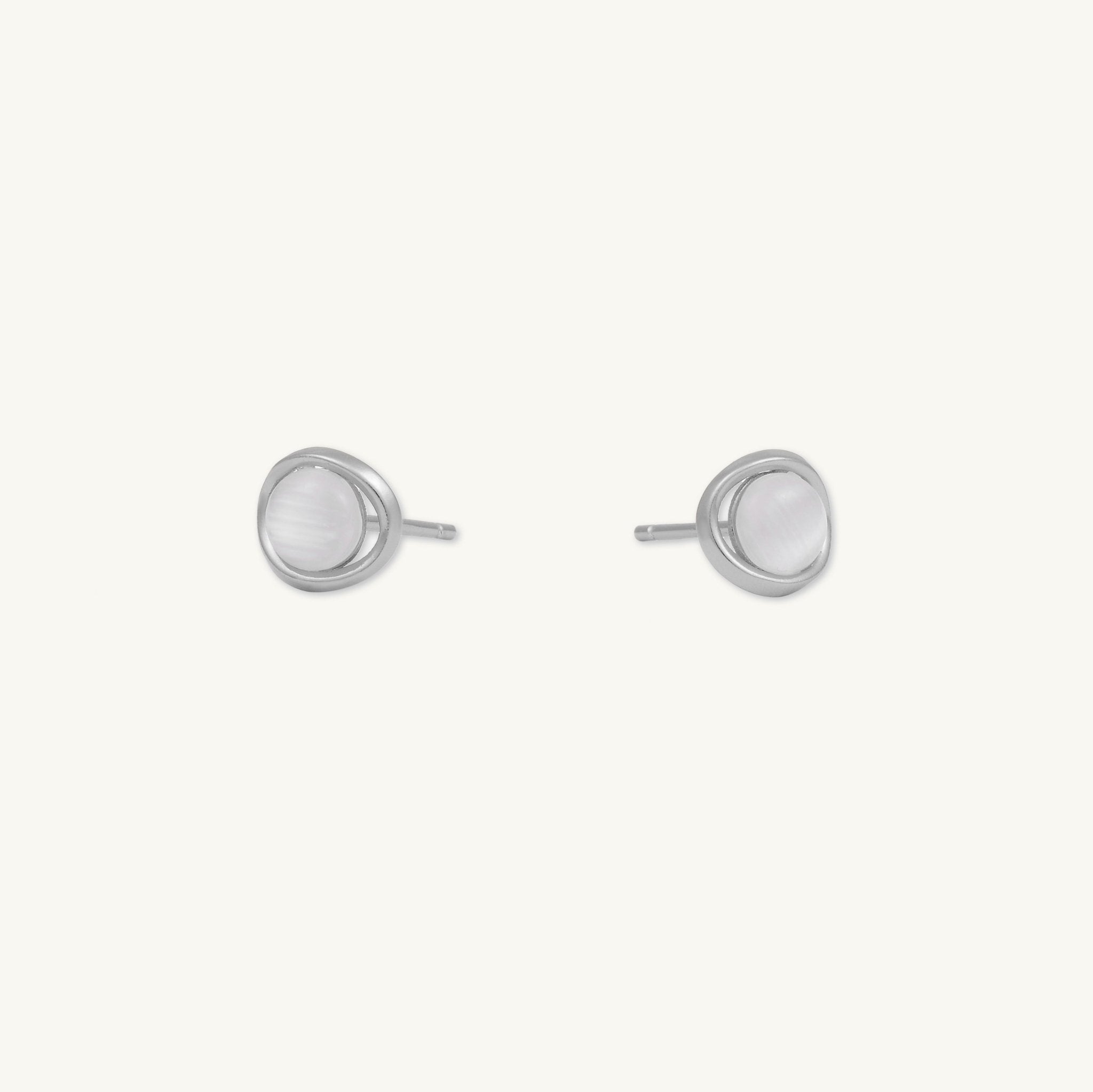 Circular Moonstone Stud Earrings - Camile & Stone