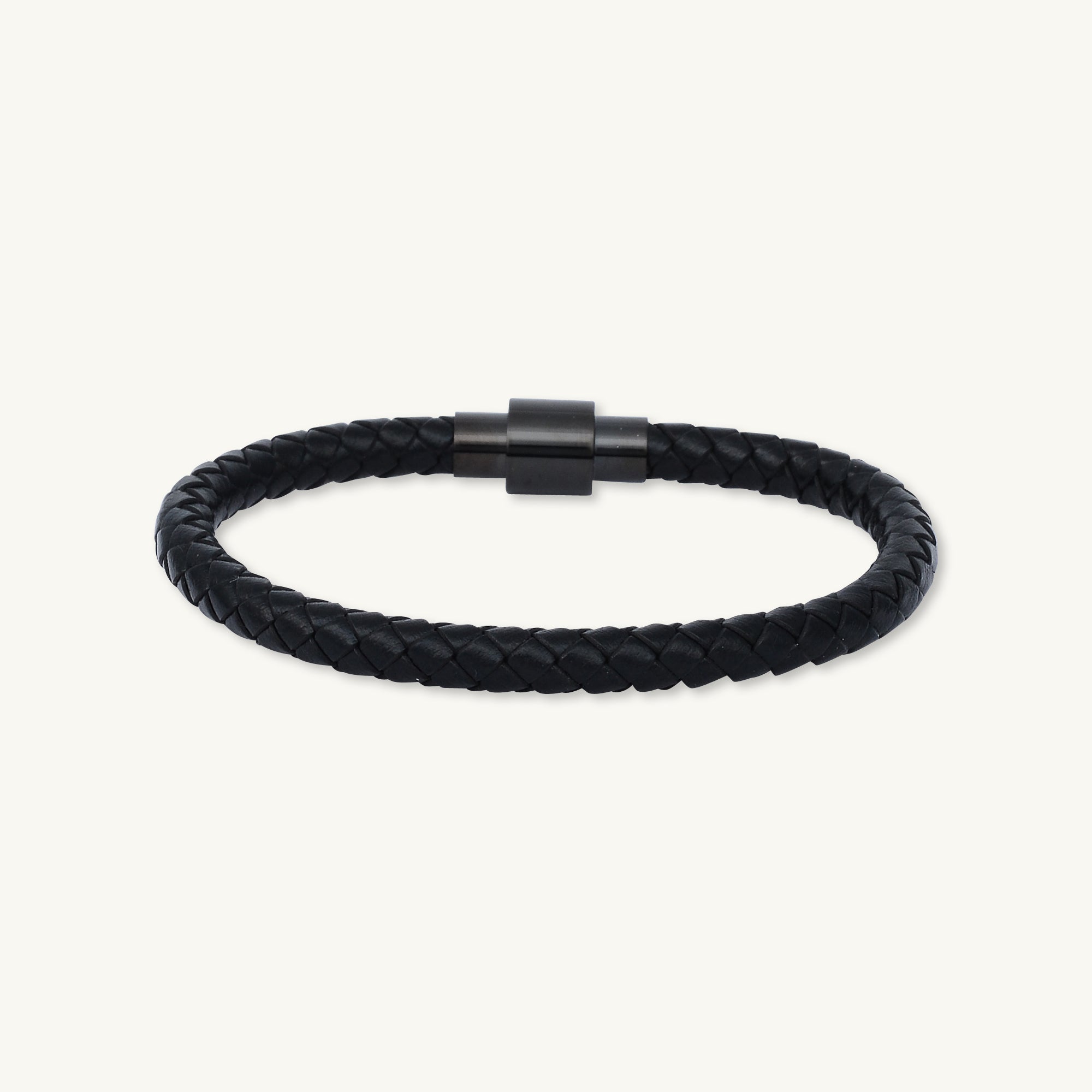 Classic Black Leather Magnetic Clasp Bracelet - Camile & Stone
