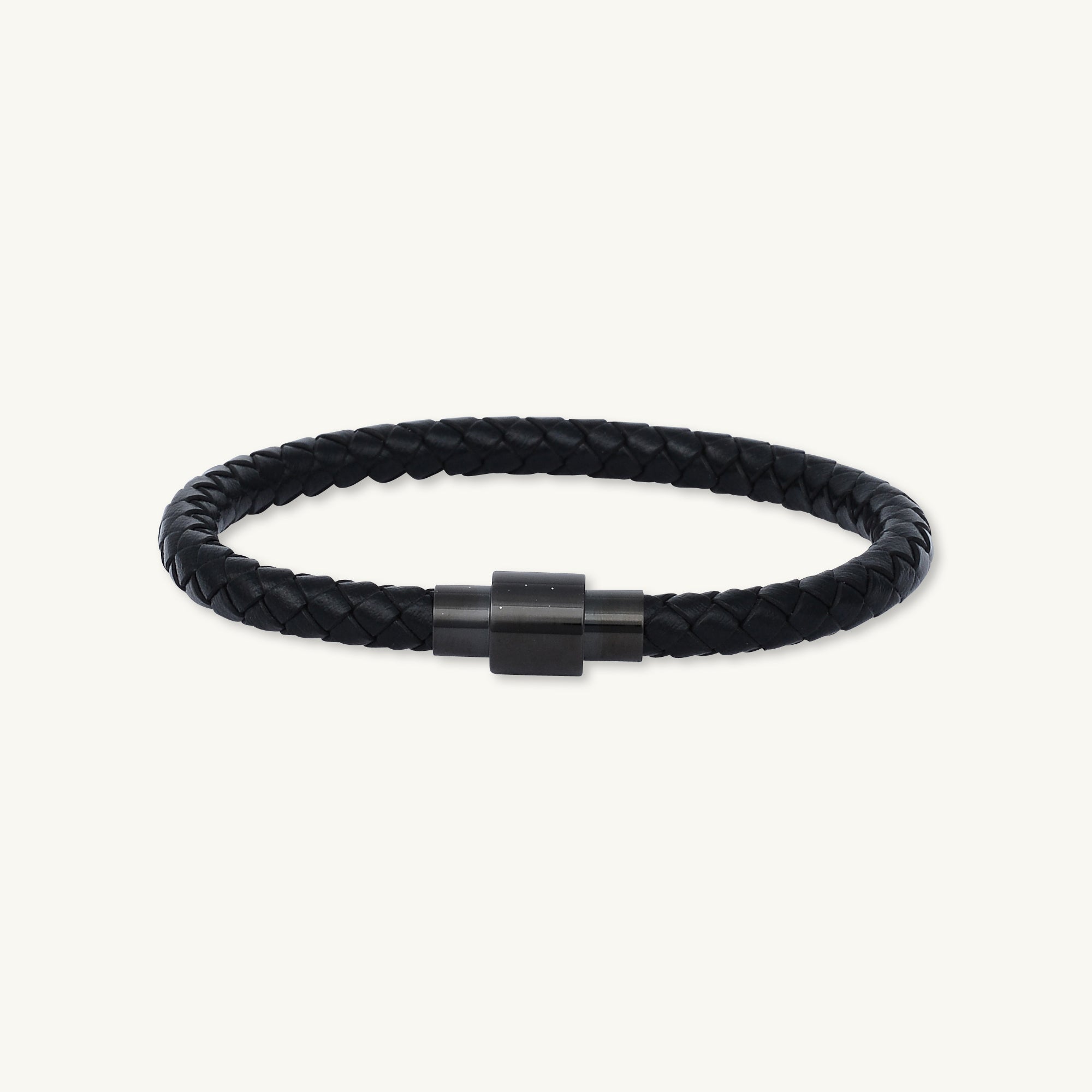 Classic Black Leather Magnetic Clasp Bracelet - Camile & Stone