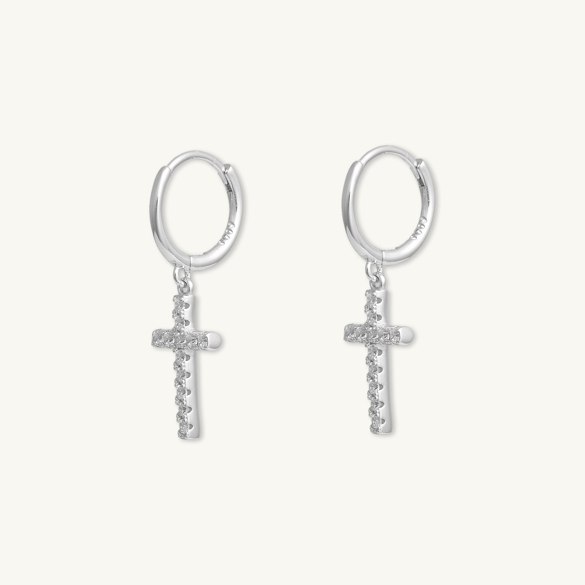 Classic Cross Zirconia Huggie Earrings - Camile & Stone