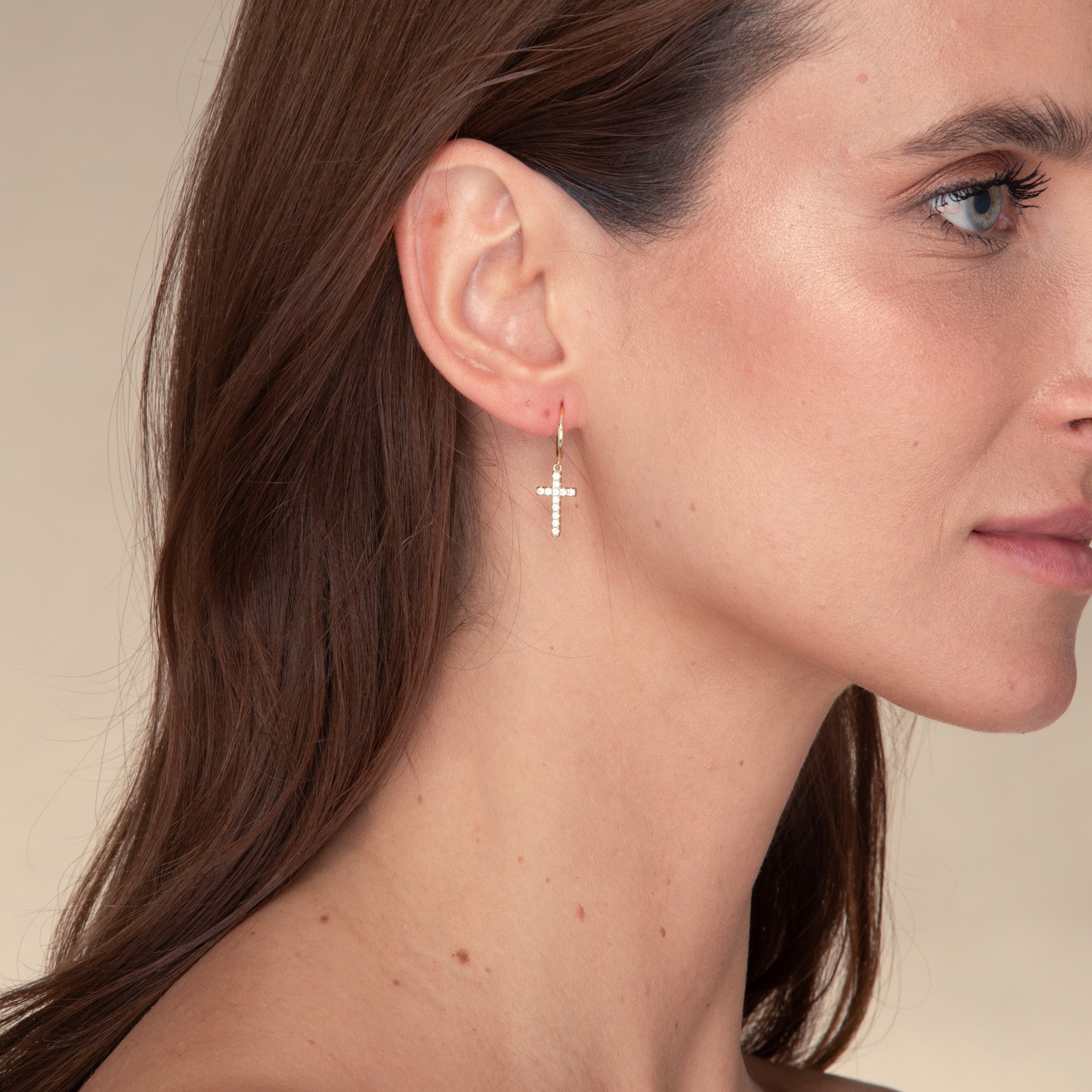 Classic Cross Zirconia Huggie Earrings - Camile & Stone
