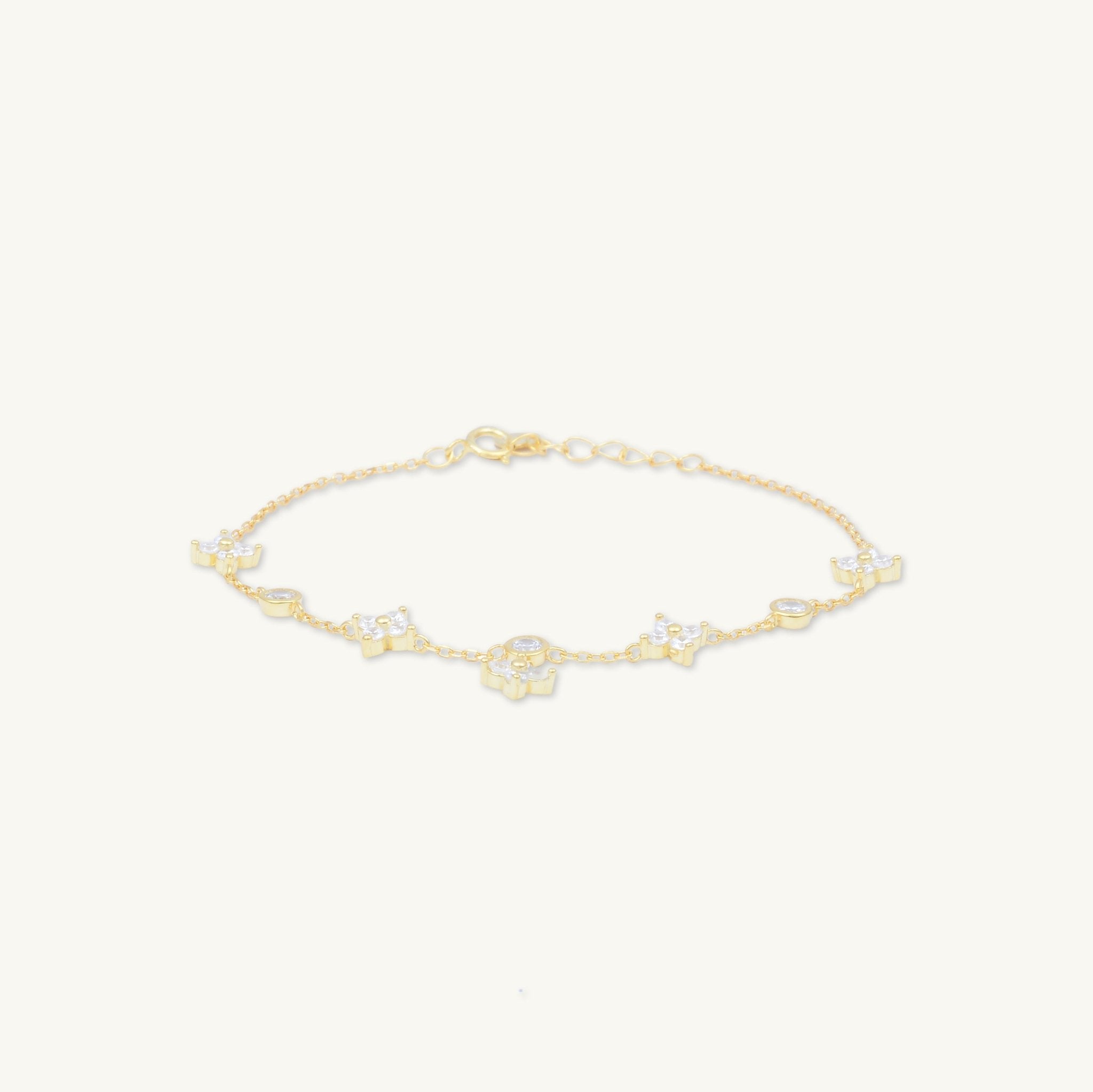 Clover Bezel Station Chain Bracelet - Camile & Stone