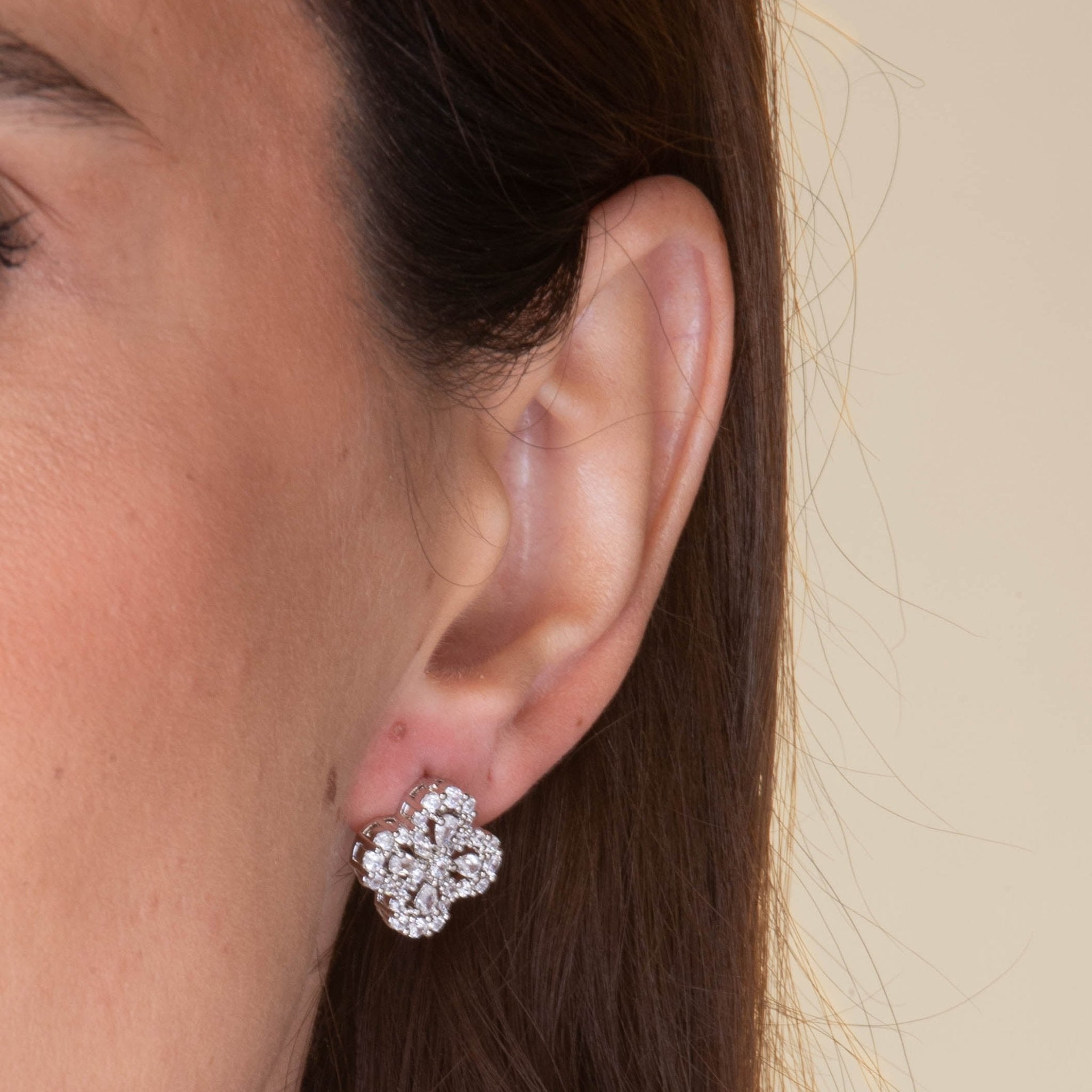 Clover Crystal Sapphire Stud Earrings - Camile & Stone