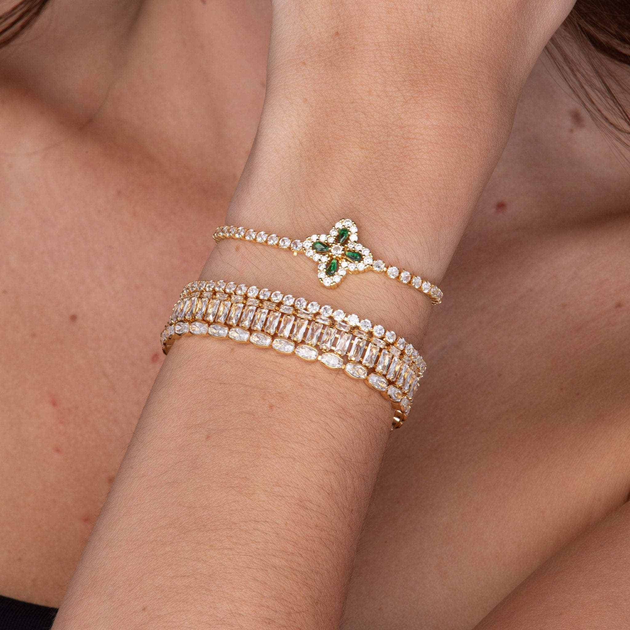 Clover Emerald Tennis Bracelet - Camile & Stone
