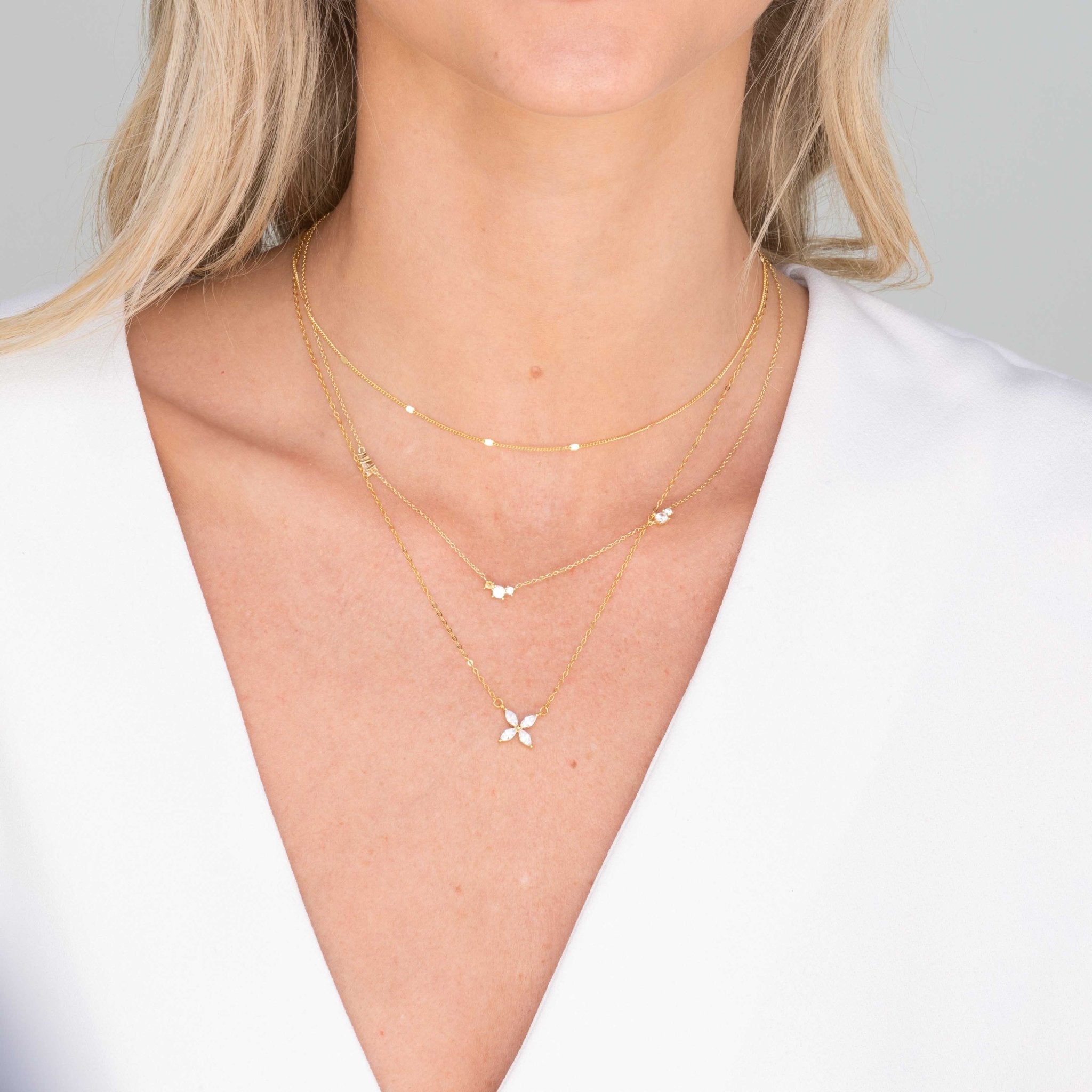 Clover Marquise Sapphire Chain Necklace - Camile & Stone
