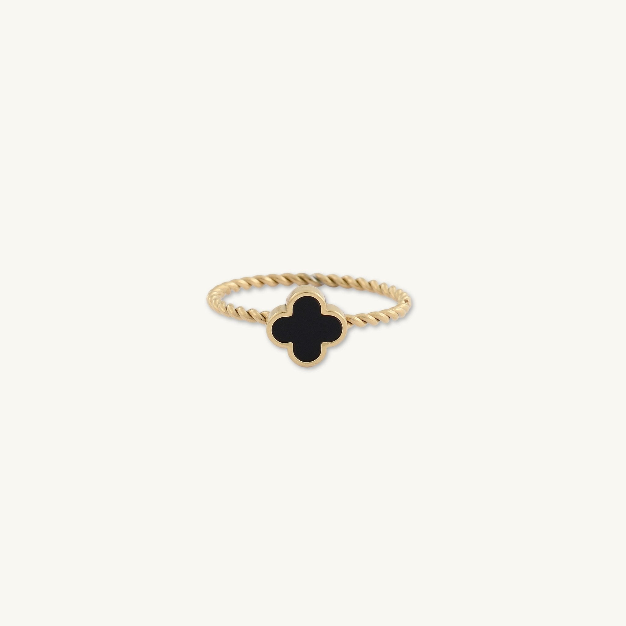 Clover Noir Twist Stacker Ring - Camile & Stone