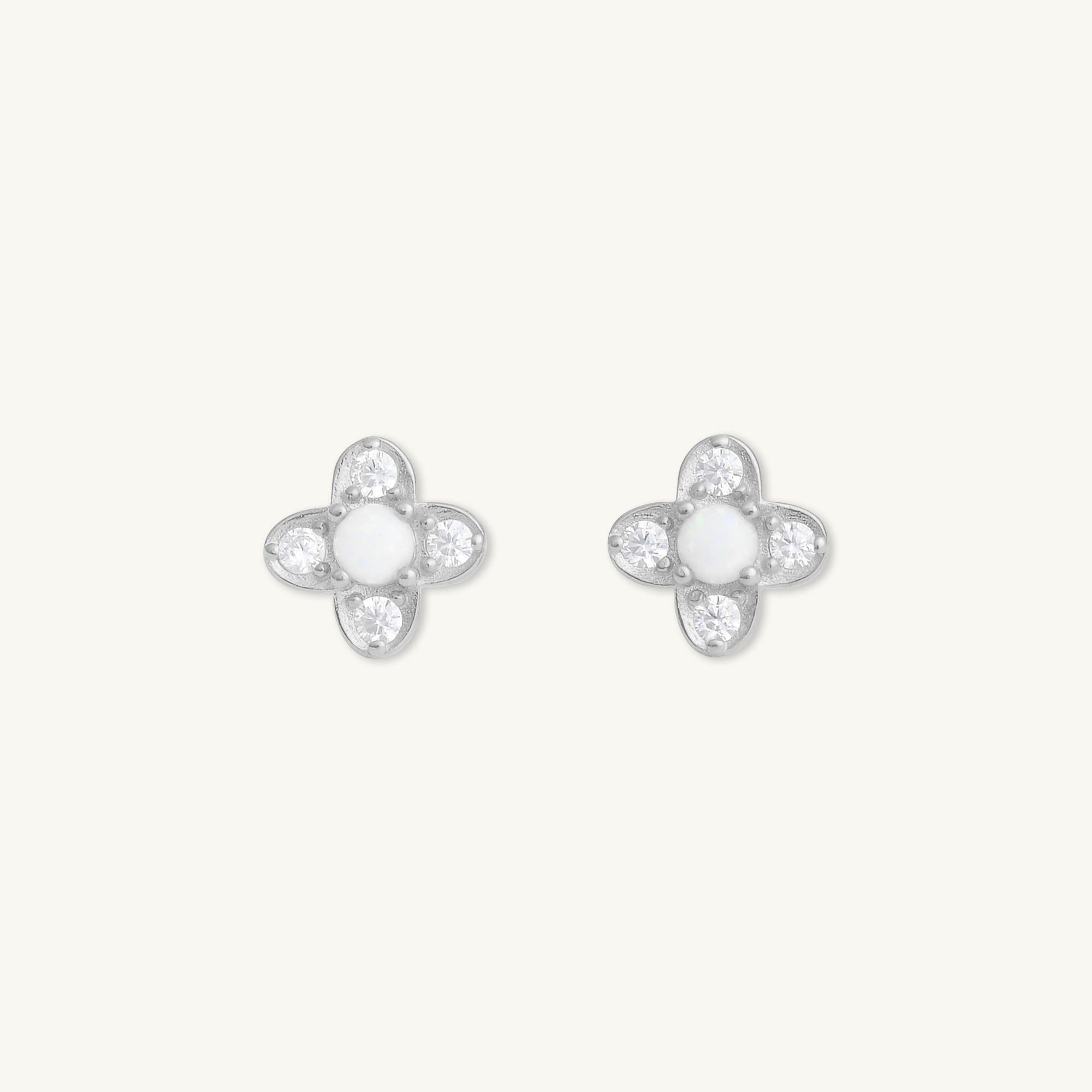 Clover Opal Zirconia Stud Earrings - Camile & Stone