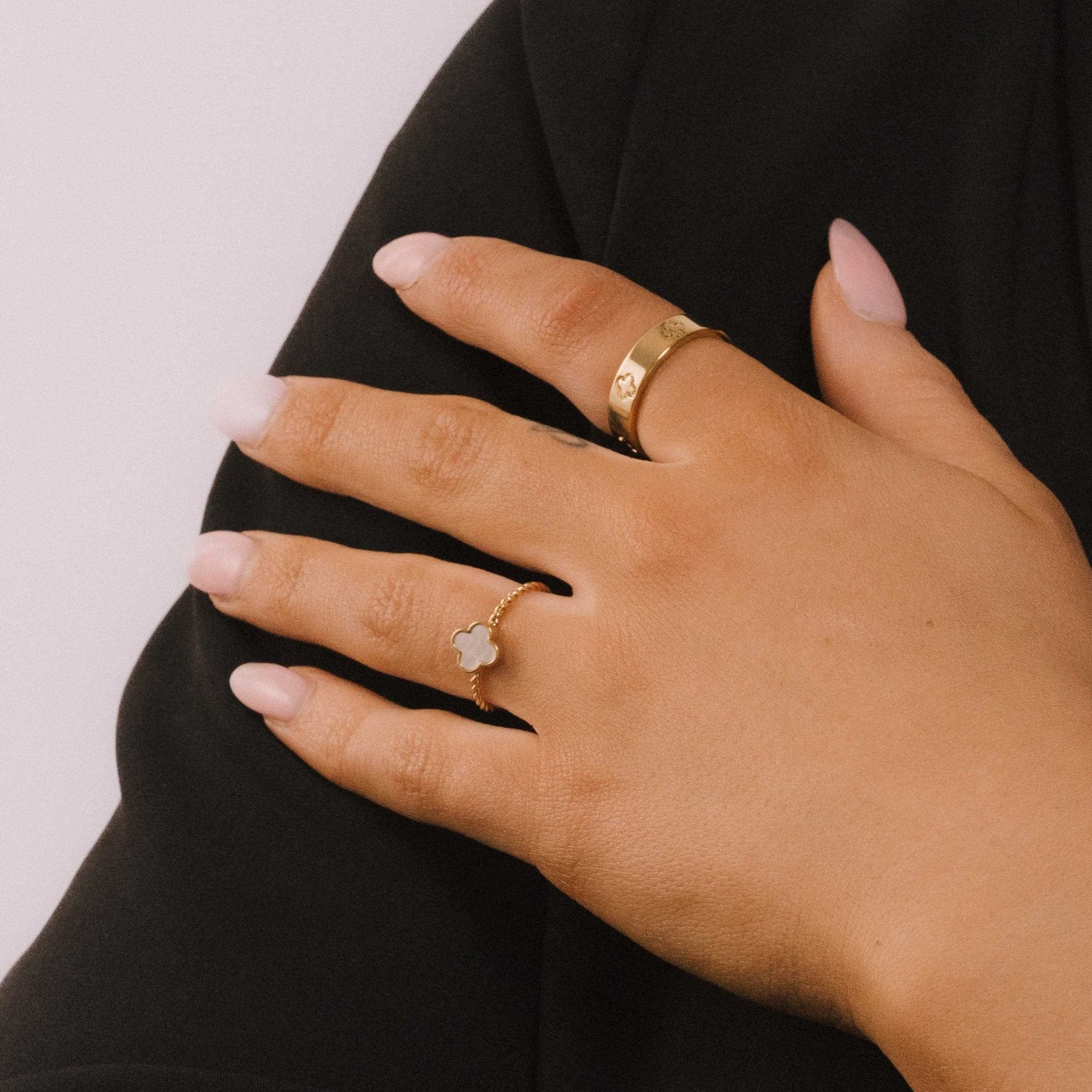 Clover Pearl Twist Stacker Ring - Camile & Stone