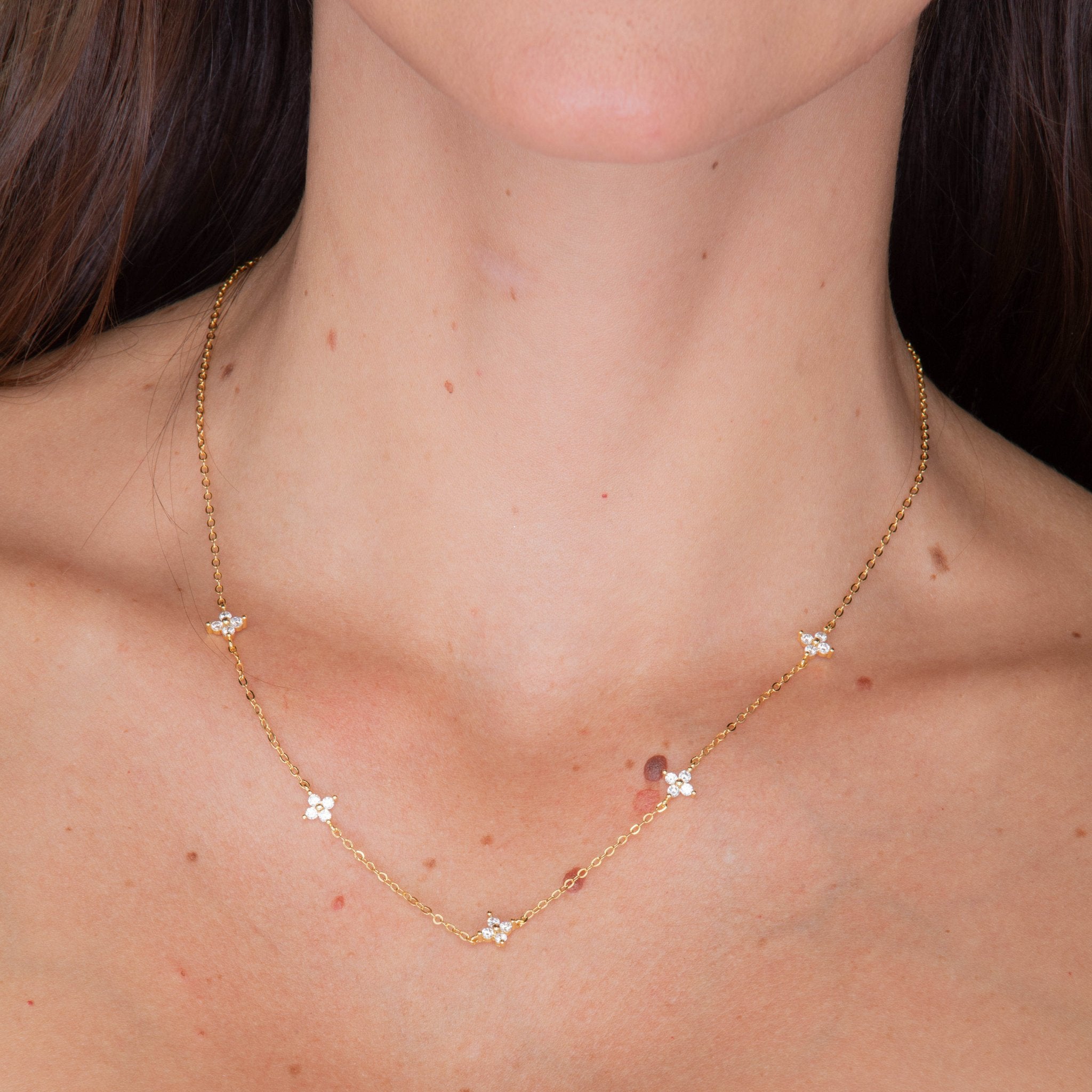 Clover Station Sapphire Chain Necklace - Camile & Stone