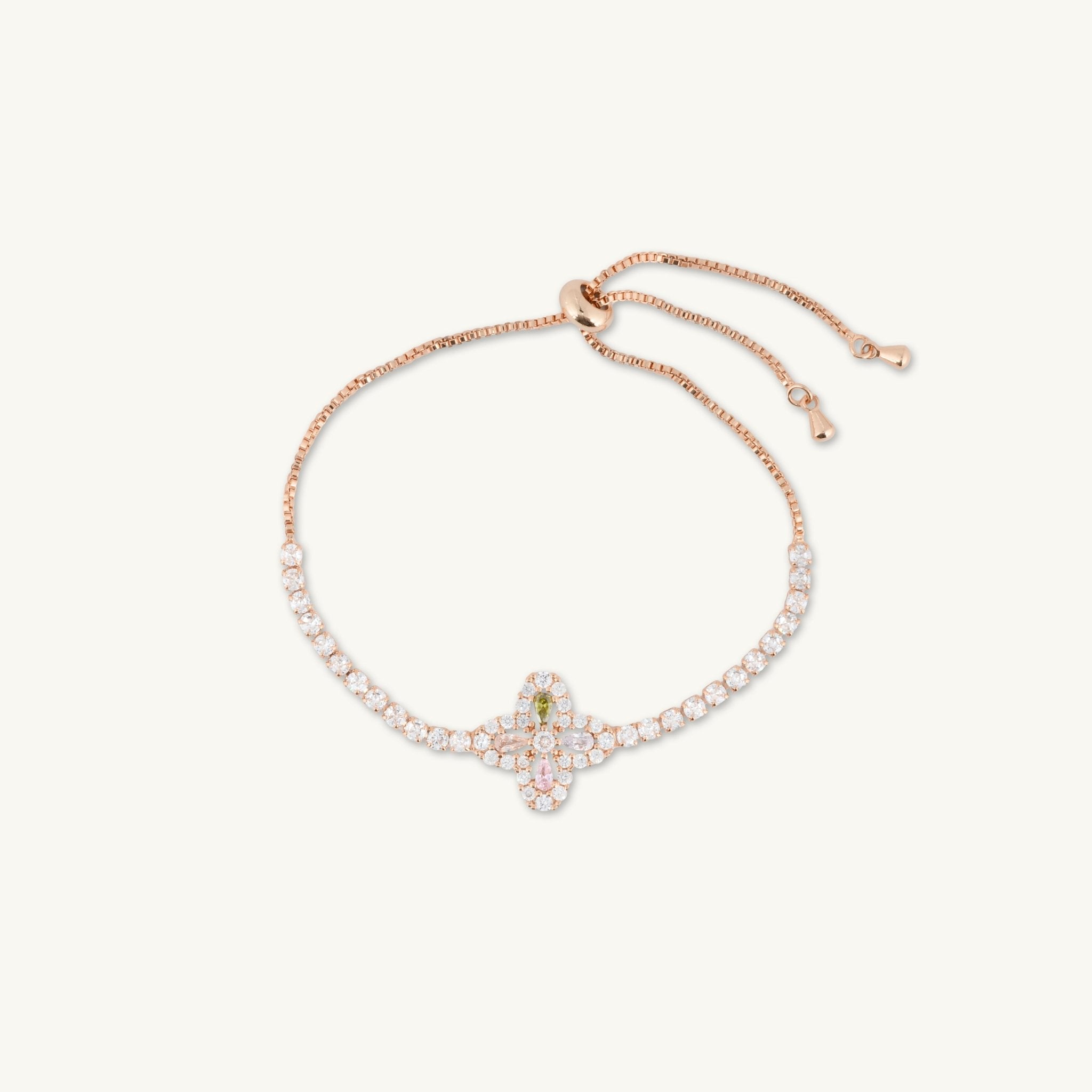 Clover Tennis Rainbow Zirconia Chain Bracelet - Camile & Stone