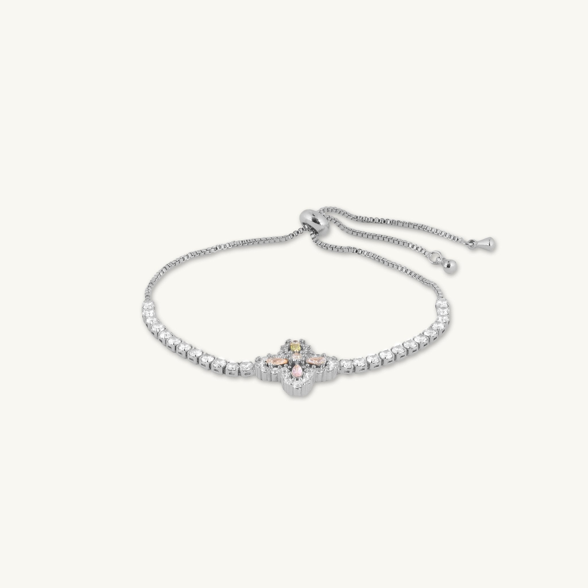 Clover Tennis Rainbow Zirconia Chain Bracelet - Camile & Stone